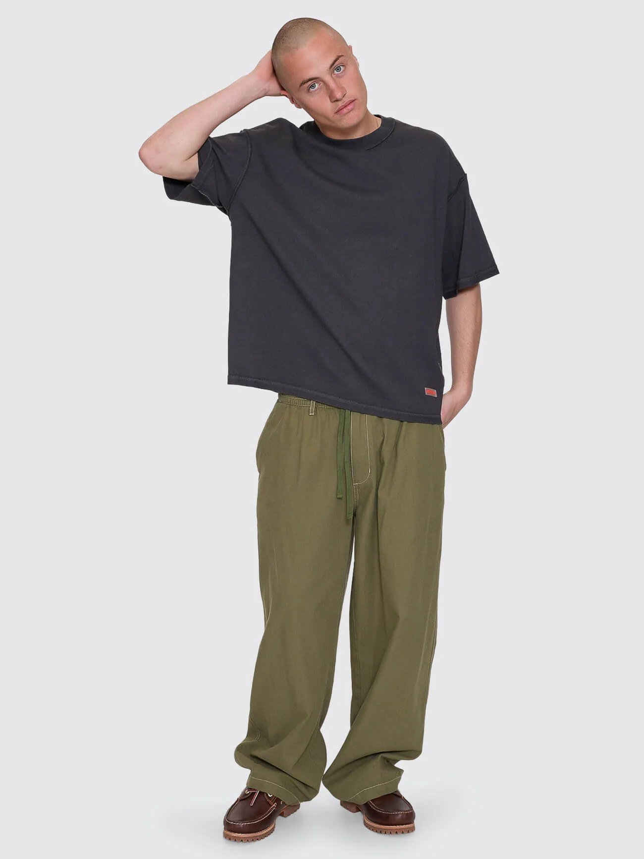 Reverse Box Fit Cropped Overdye Tee - Black Overdye - Image 5