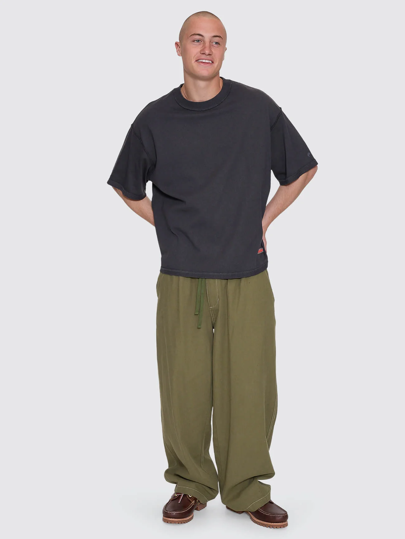 Reverse Box Fit Cropped Overdye Tee - Black Overdye - Image 6