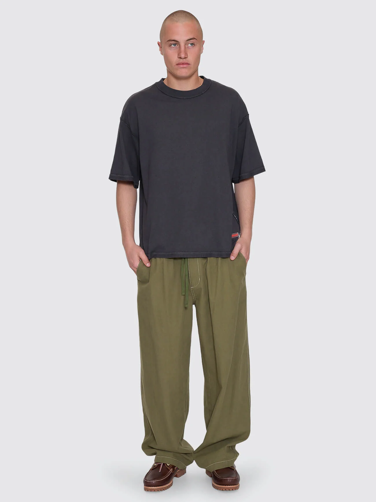 Reverse Box Fit Cropped Overdye Tee - Black Overdye - Image 8