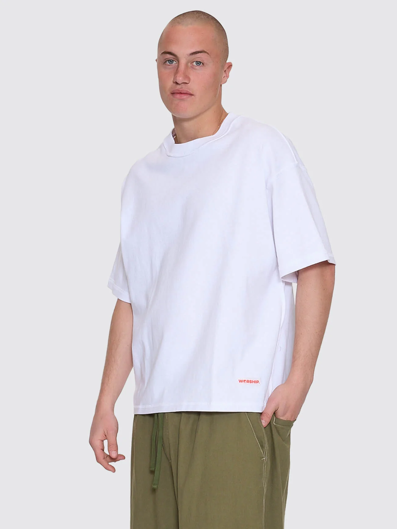 Reverse Box Fit Cropped Overdye Tee - White - Image 2