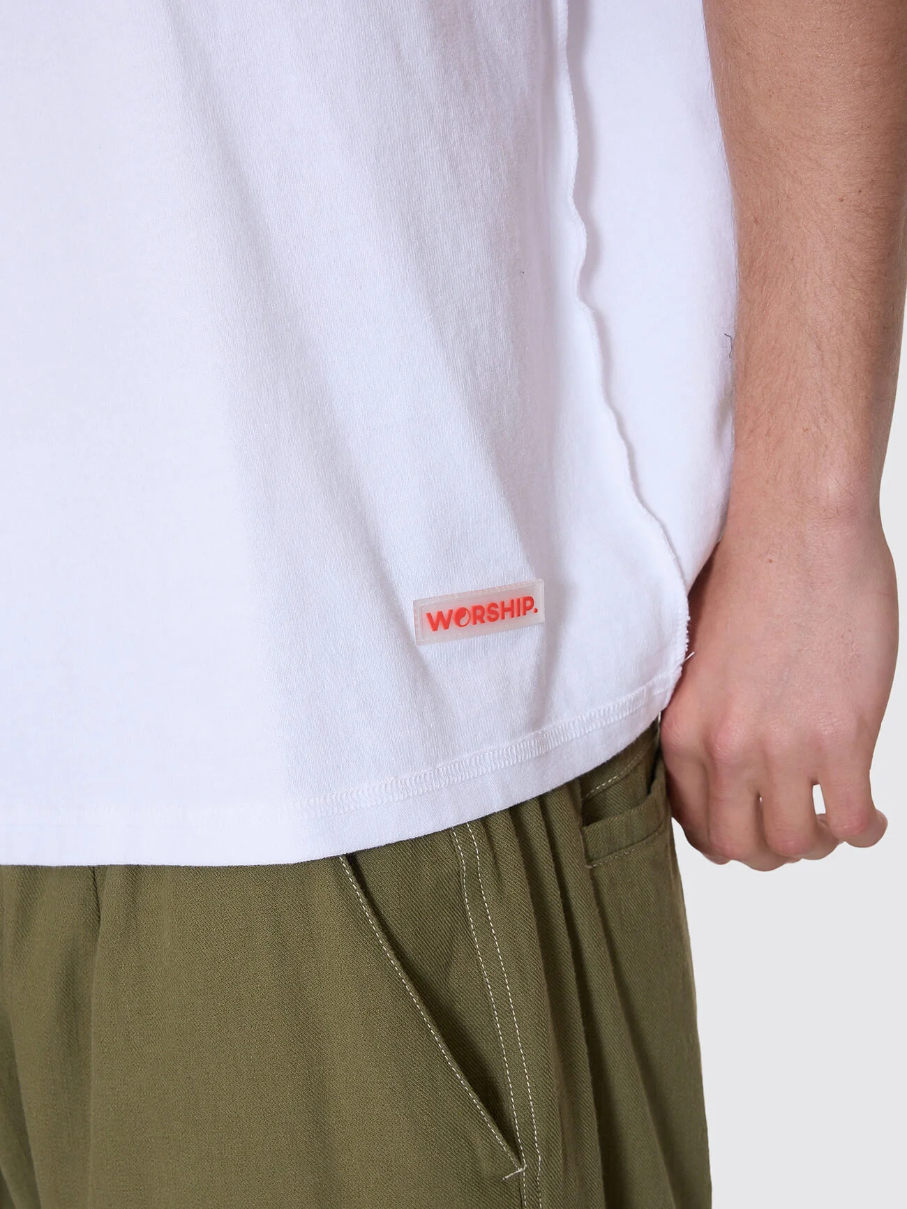 Reverse Box Fit Cropped Overdye Tee - White - Image 3