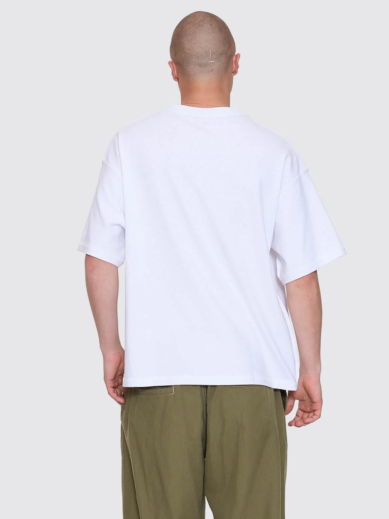 Reverse Box Fit Cropped Overdye Tee - White - Image 4