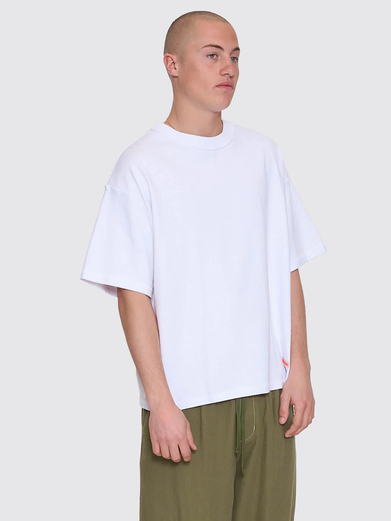 Reverse Box Fit Cropped Overdye Tee - White - Image 5