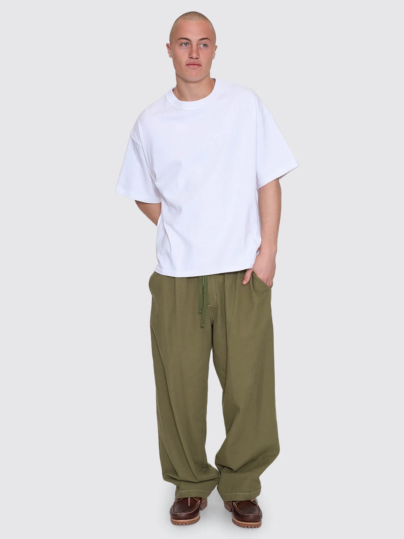 Reverse Box Fit Cropped Overdye Tee - White - Image 6