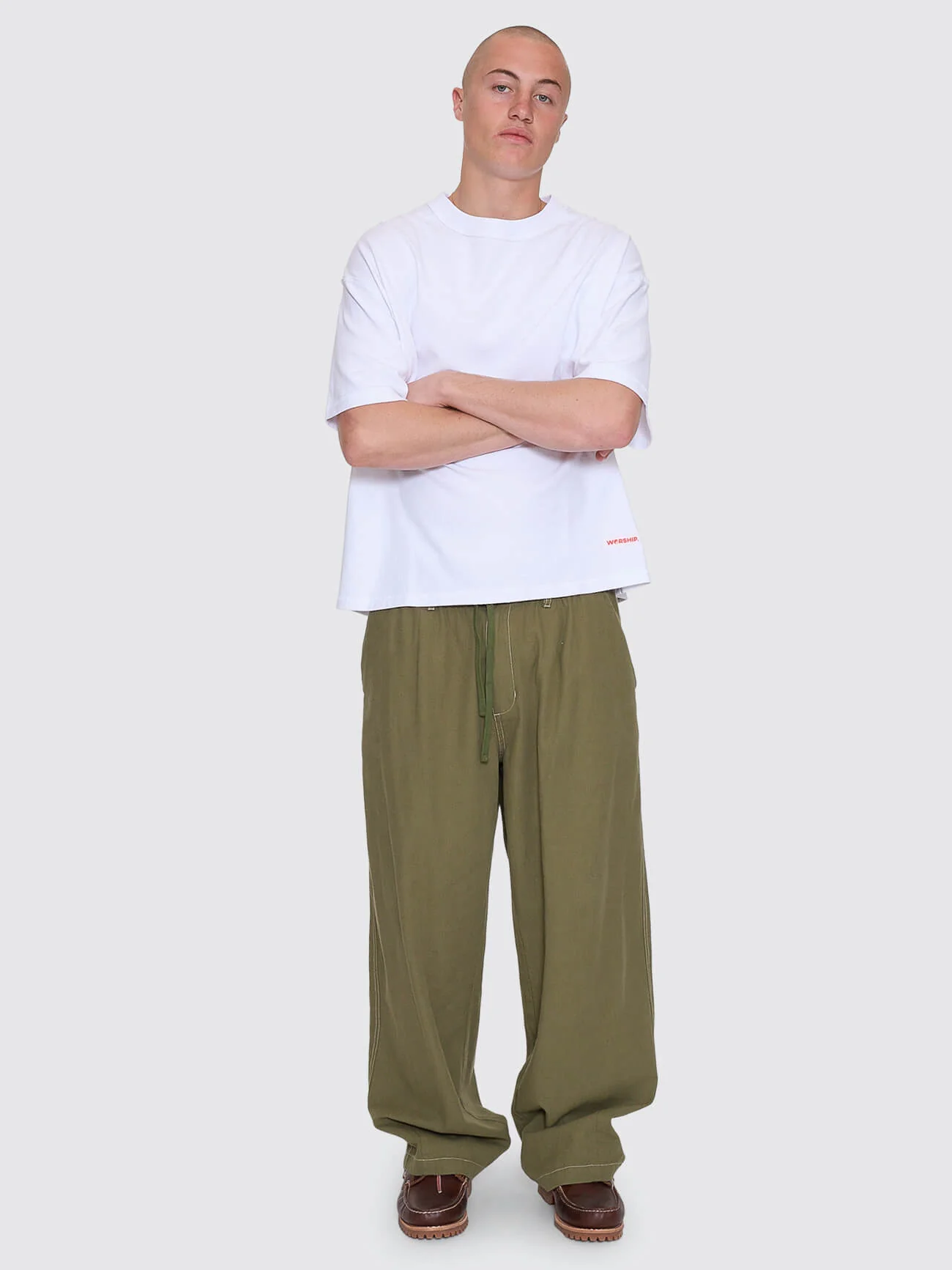 Reverse Box Fit Cropped Overdye Tee - White - Image 7
