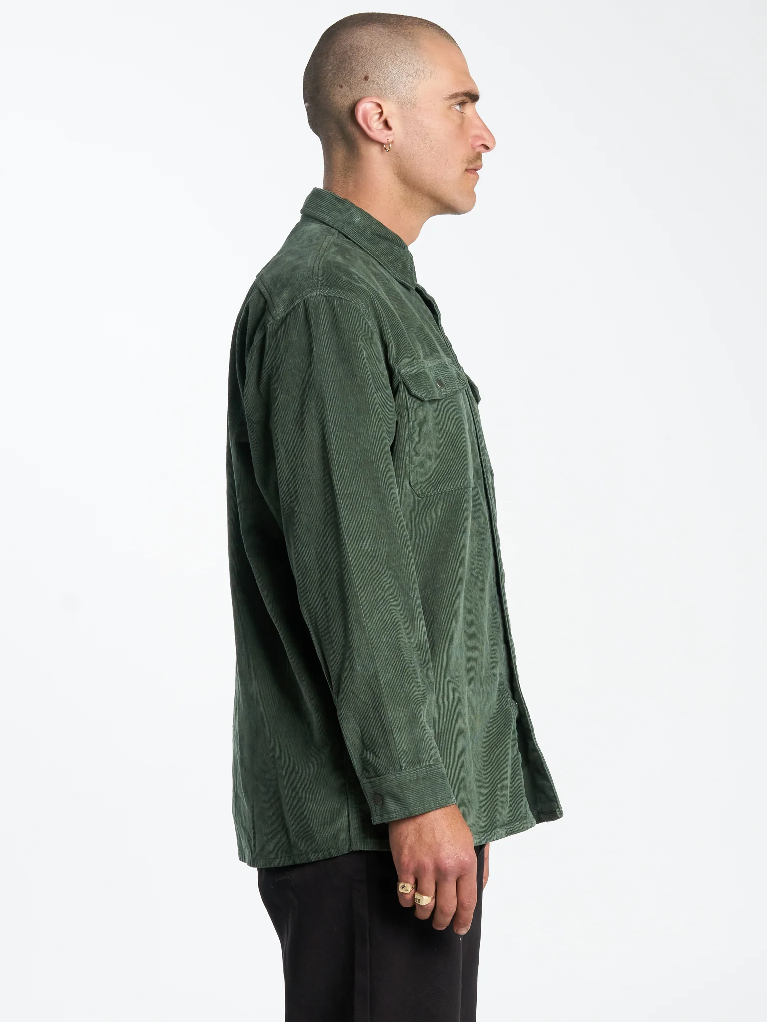 Sawn Off Long Sleeve Work Shirt - Pine Needle - Image 3