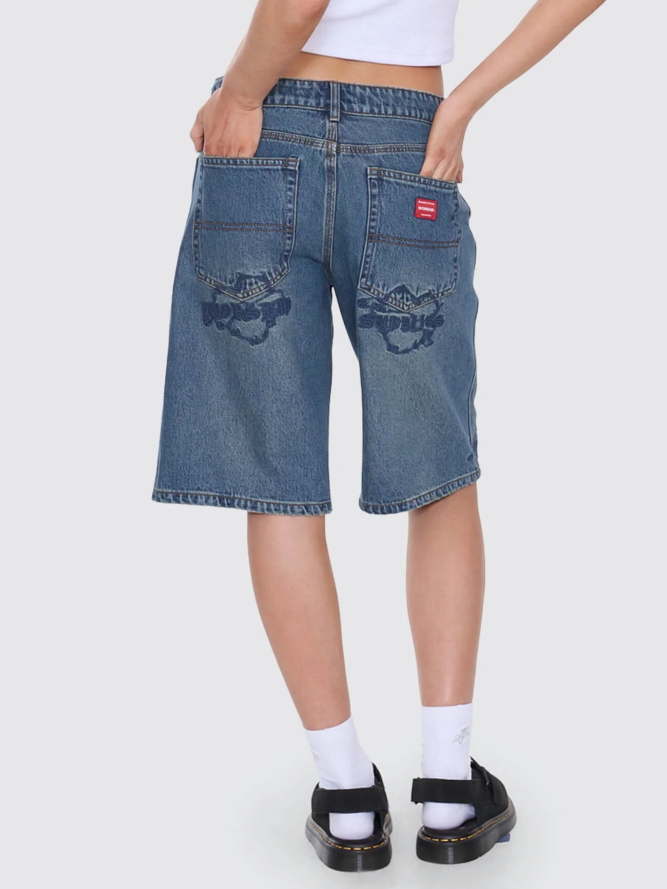 Scratch Big Baggy Short - Dirty Mid Blue - Image 2