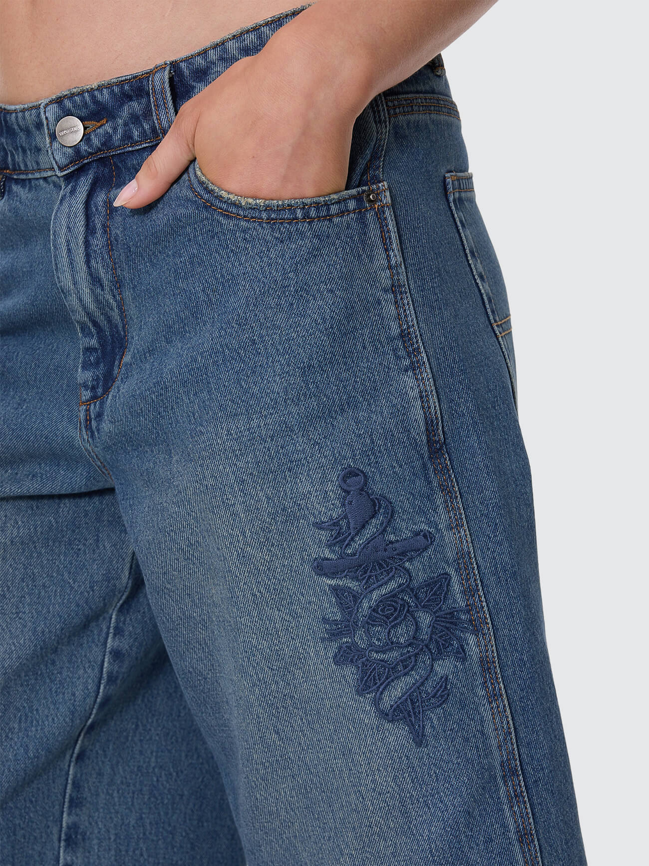Scratch Big Baggy Short - Dirty Mid Blue - Image 3