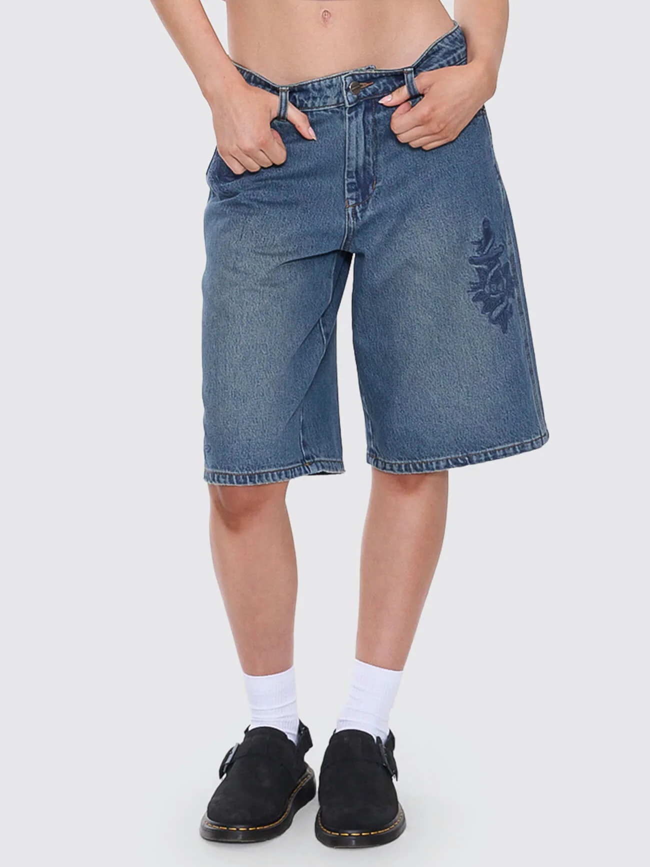 Scratch Big Baggy Short - Dirty Mid Blue - Image 4