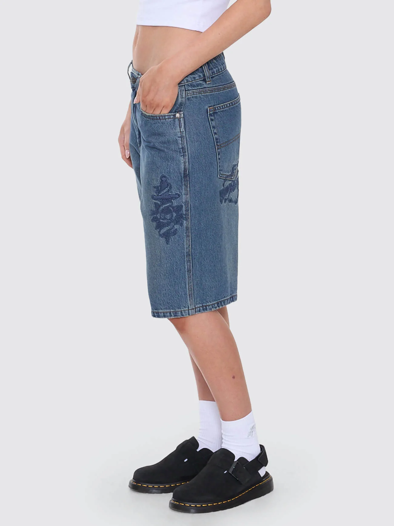 Scratch Big Baggy Short - Dirty Mid Blue - Image 5