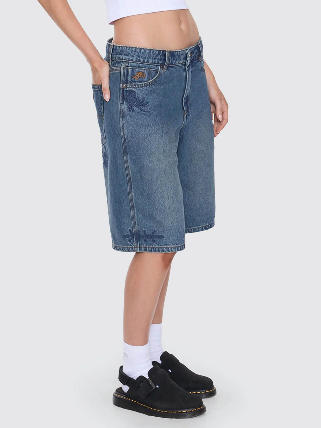 Scratch Big Baggy Short - Dirty Mid Blue - Image 6