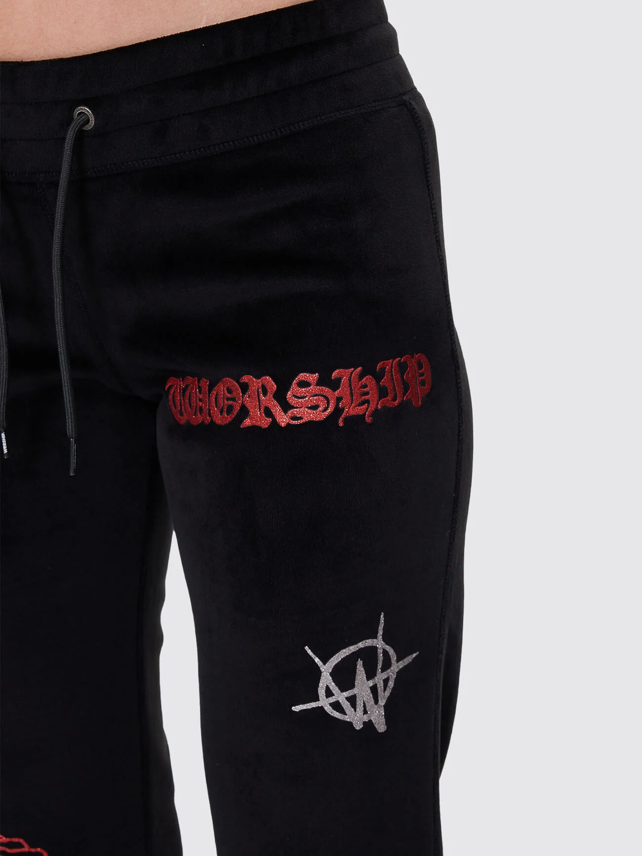 Scratch Velour Flare Track Pant - Black - Image 5