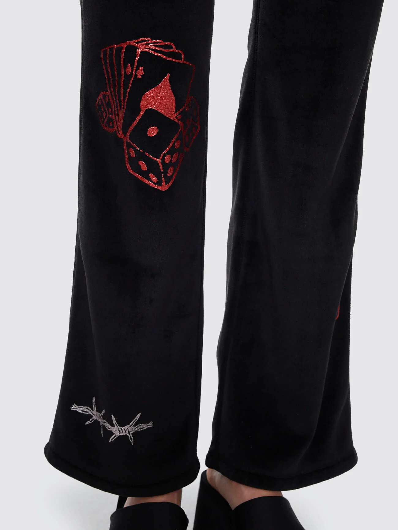 Scratch Velour Flare Track Pant - Black - Image 6