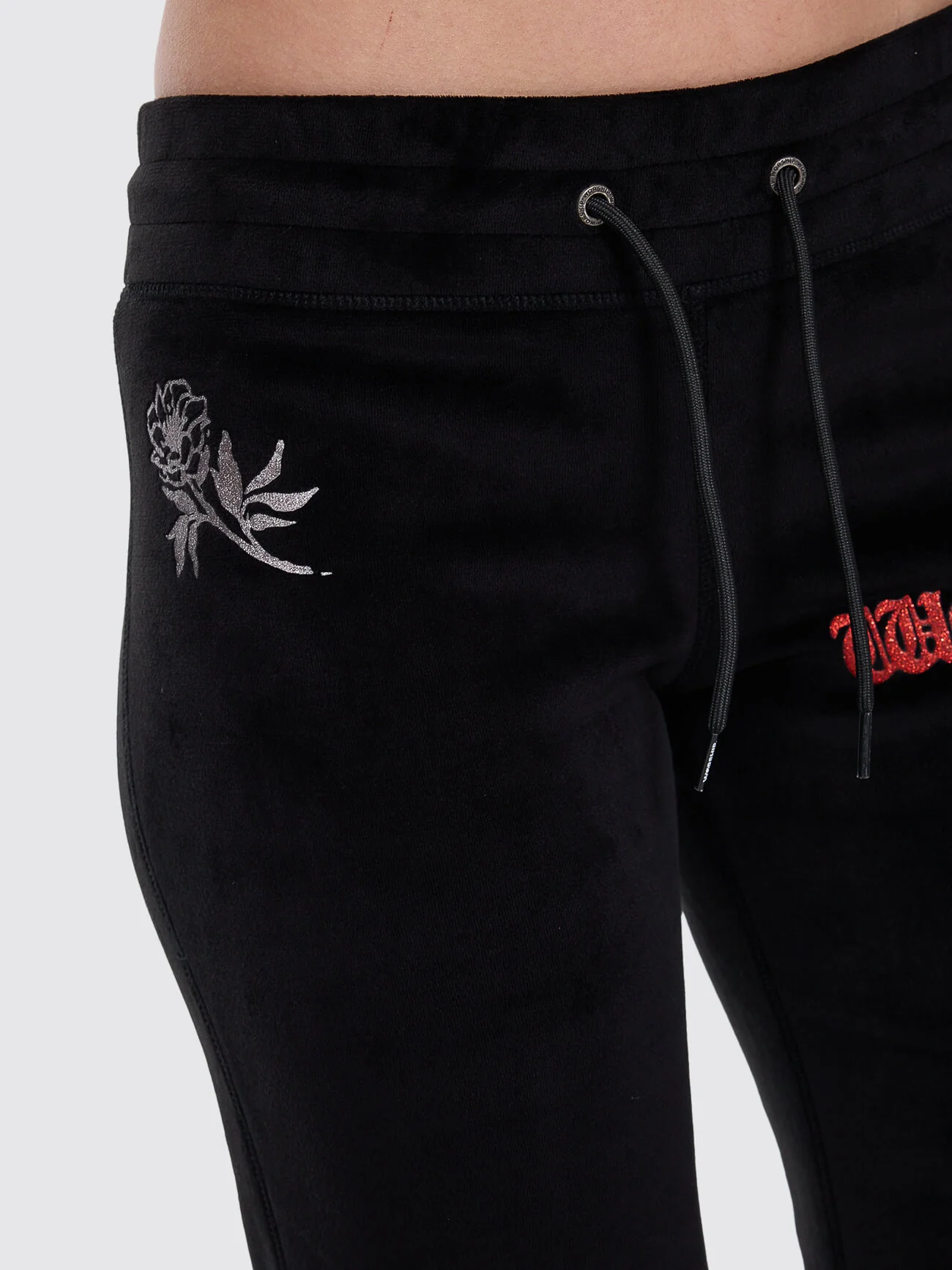 Scratch Velour Flare Track Pant - Black - Image 7