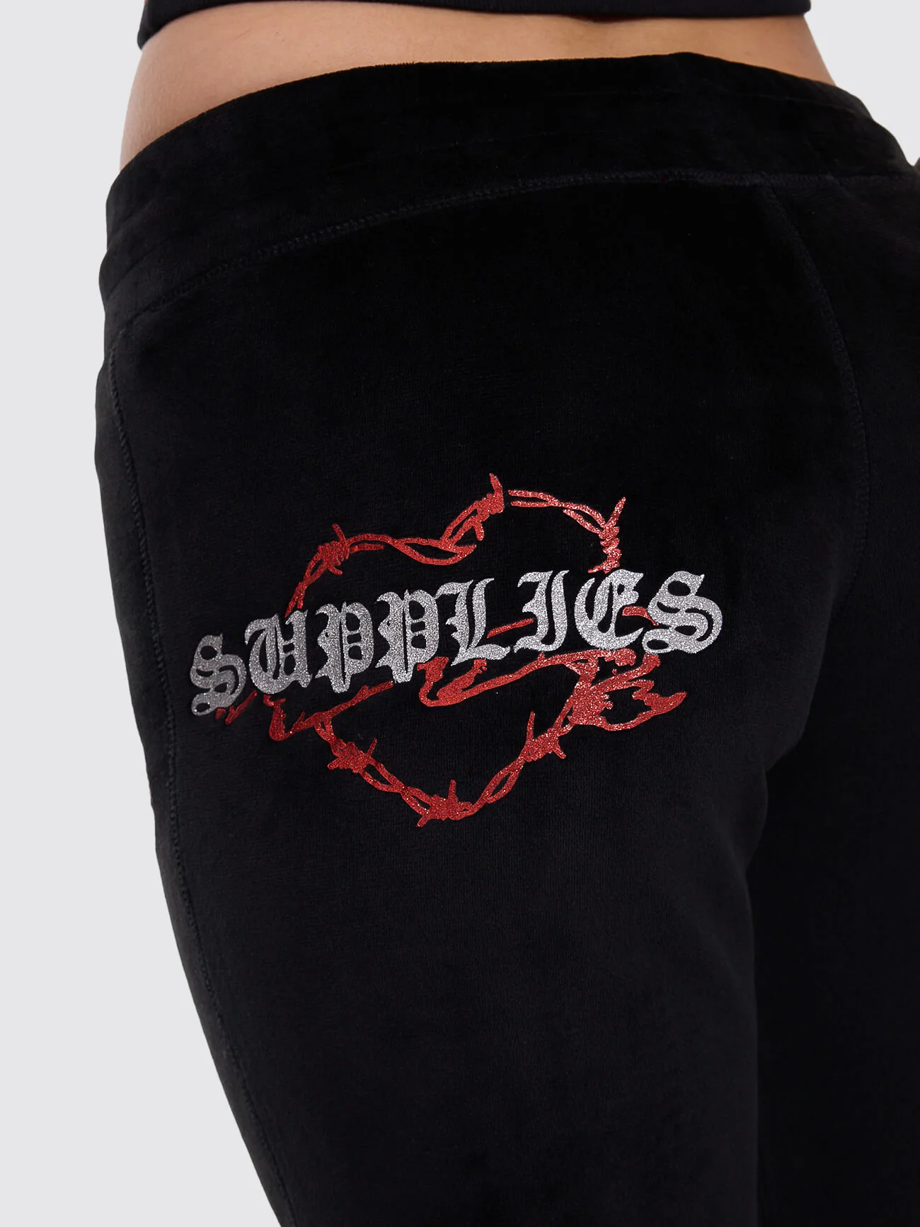 Scratch Velour Flare Track Pant - Black - Image 9