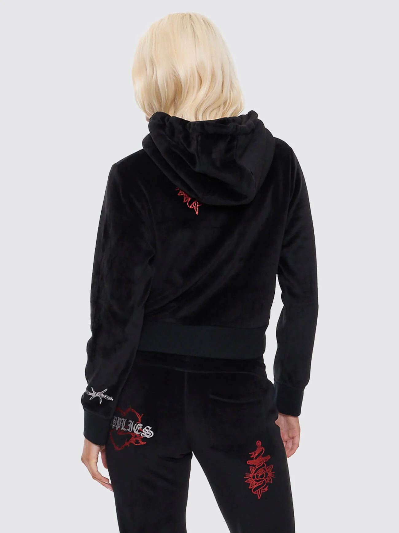 Scratch Velour Zip Thru Hood - Black - Image 3
