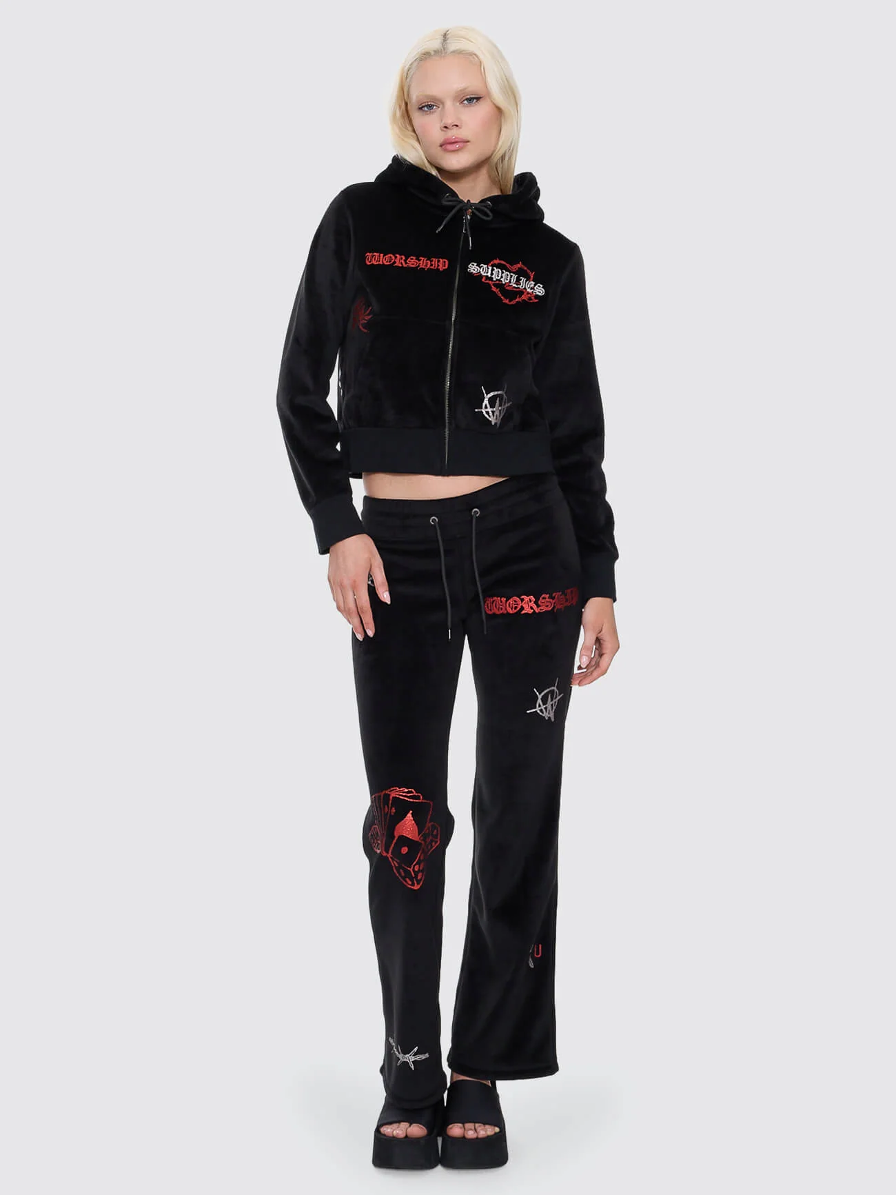 Scratch Velour Zip Thru Hood - Black - Image 4