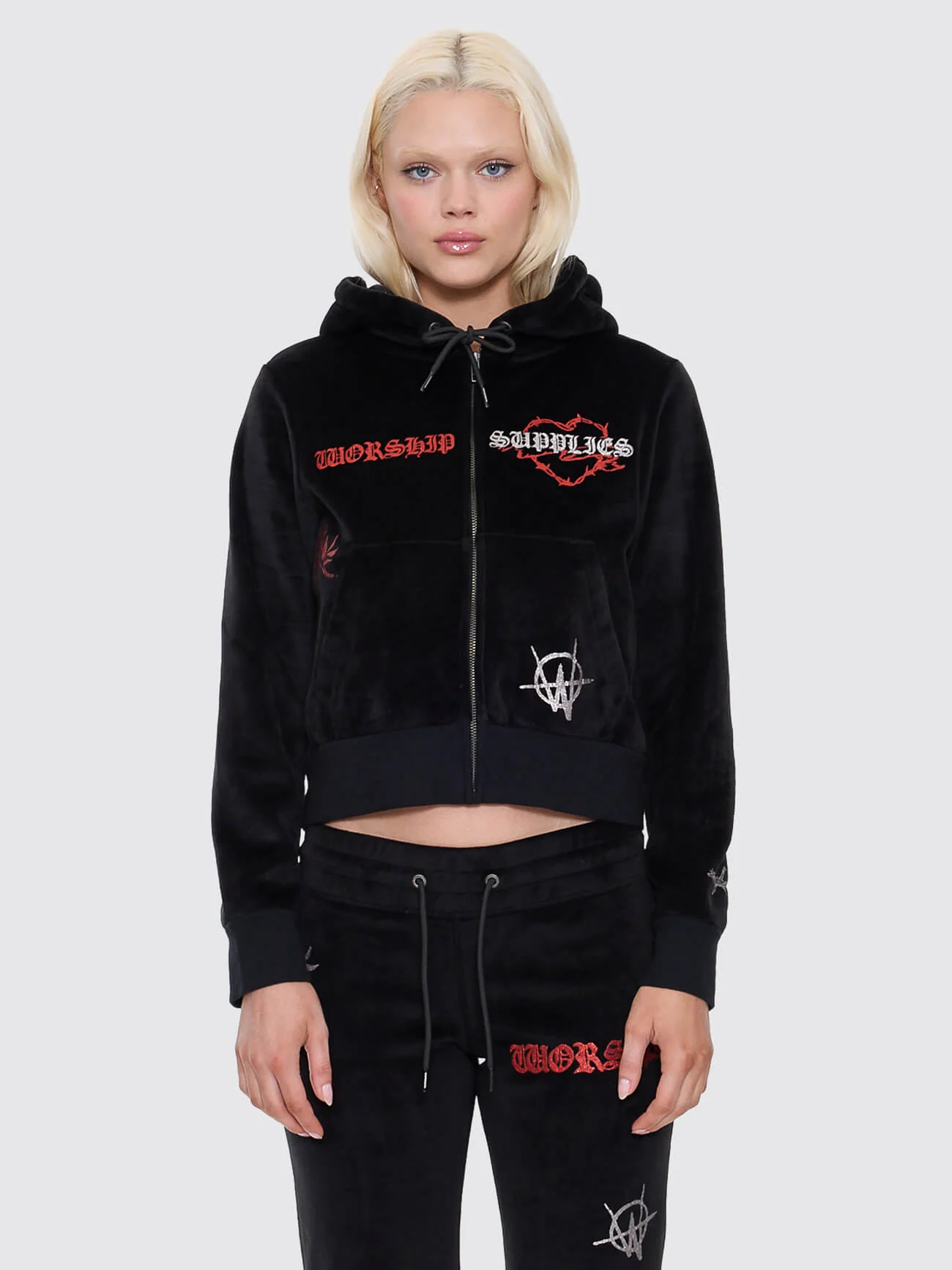 Scratch Velour Zip Thru Hood - Black - Image 8