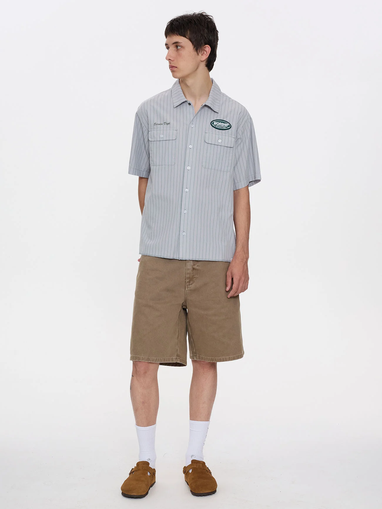 Service Stripe Short Sleeve Work Shirt - Lunar Grey - Image 6