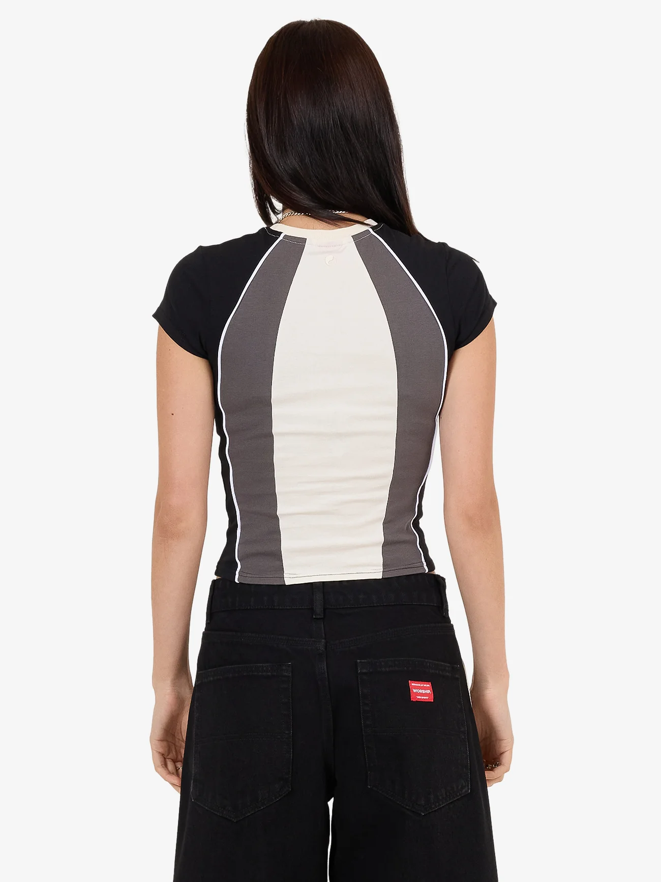 Shooter Panelled Cap Sleeve Tee - Zine - Image 4