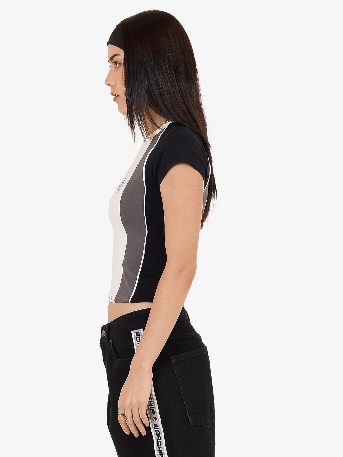 Shooter Panelled Cap Sleeve Tee - Zine - Image 5