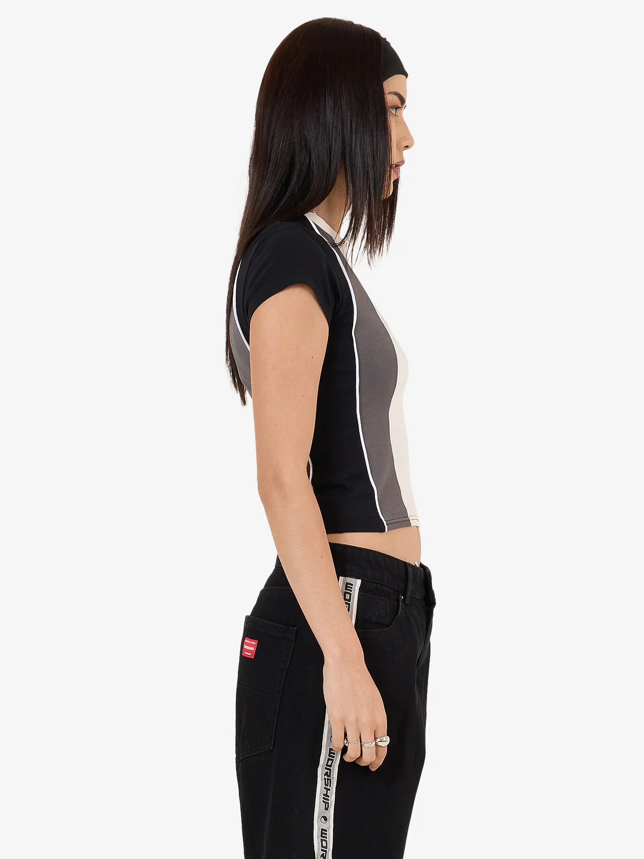 Shooter Panelled Cap Sleeve Tee - Zine - Image 7