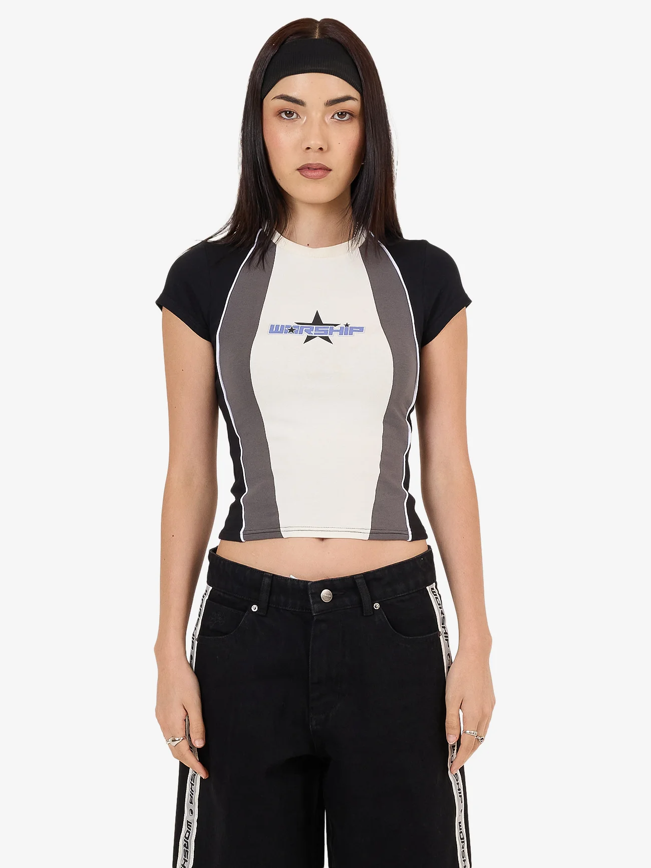 Shooter Panelled Cap Sleeve Tee - Zine - Image 8