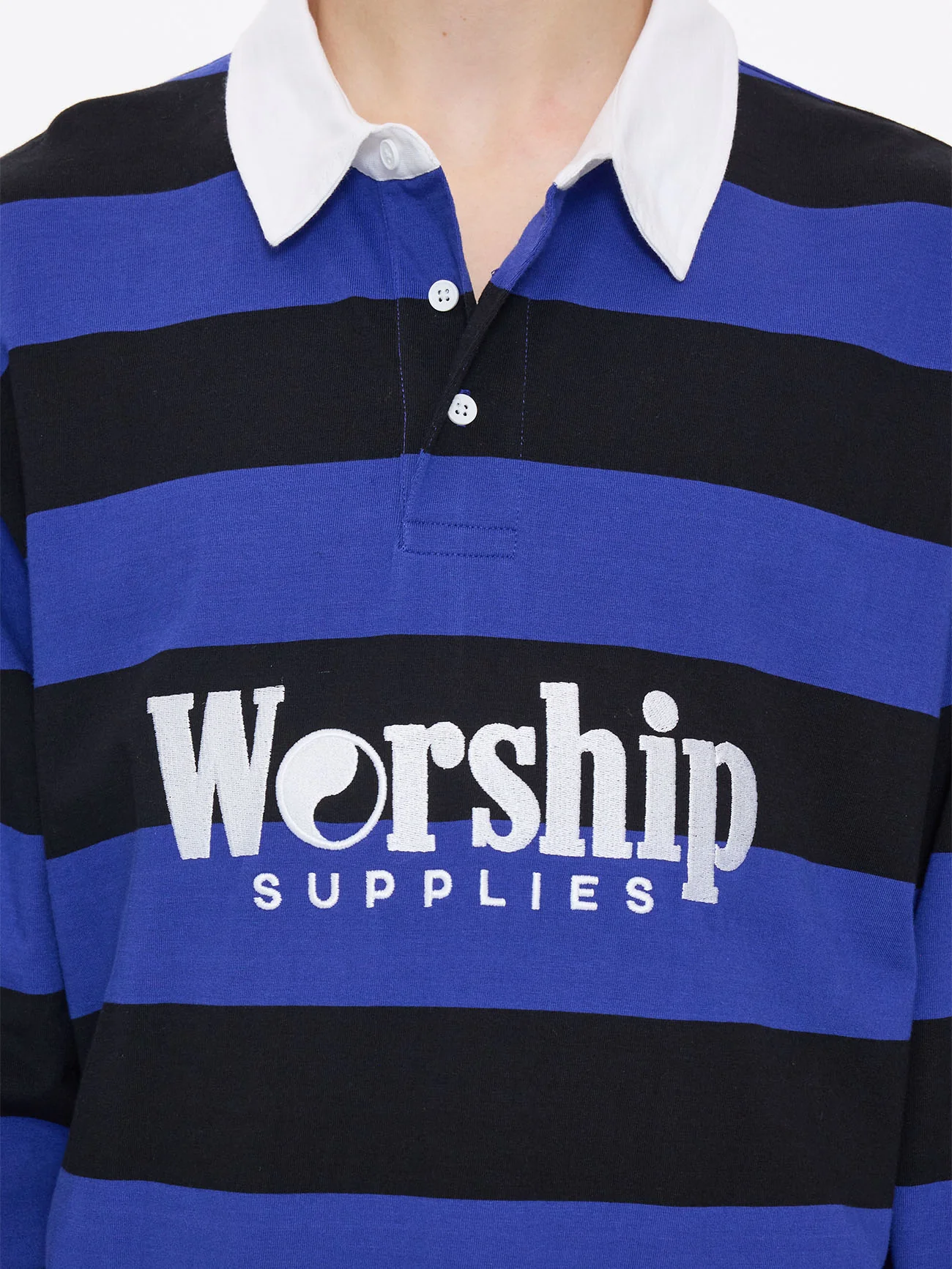 Smoko Long Sleeve Rugby Polo - Black - Cobalt - Image 7