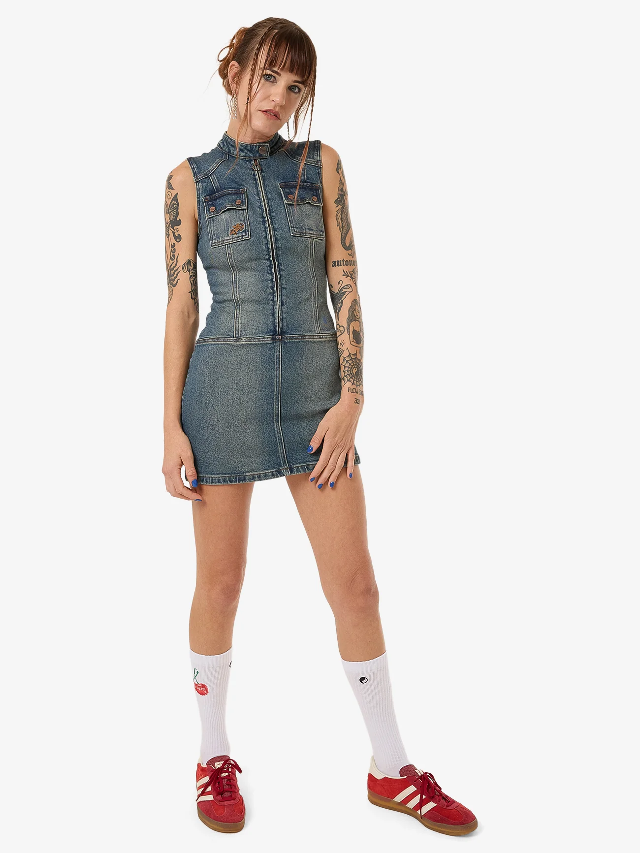 Speedy Denim Mini Dress - Dirty Mid Blue - Image 6