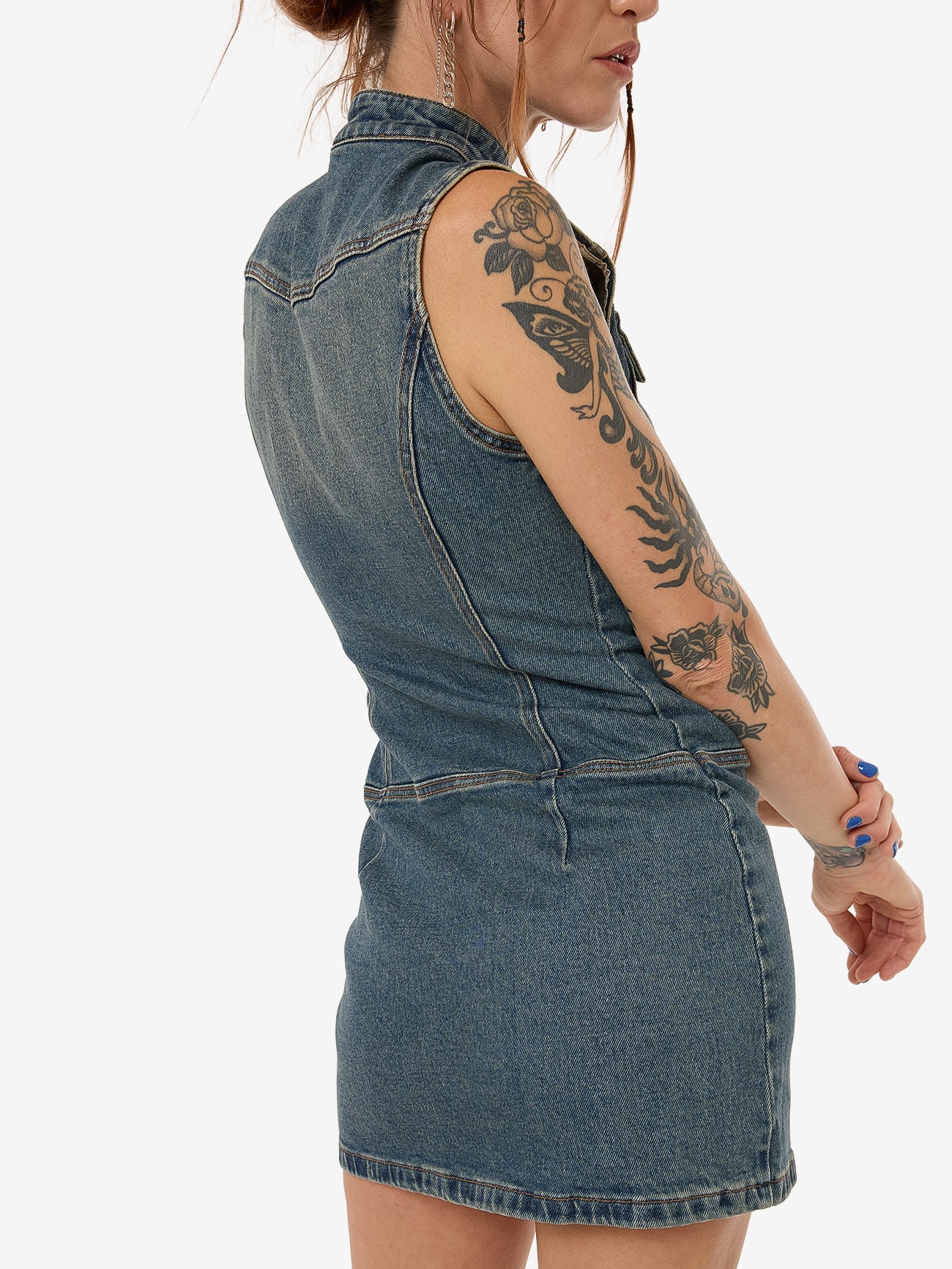 Speedy Denim Mini Dress - Dirty Mid Blue - Image 8