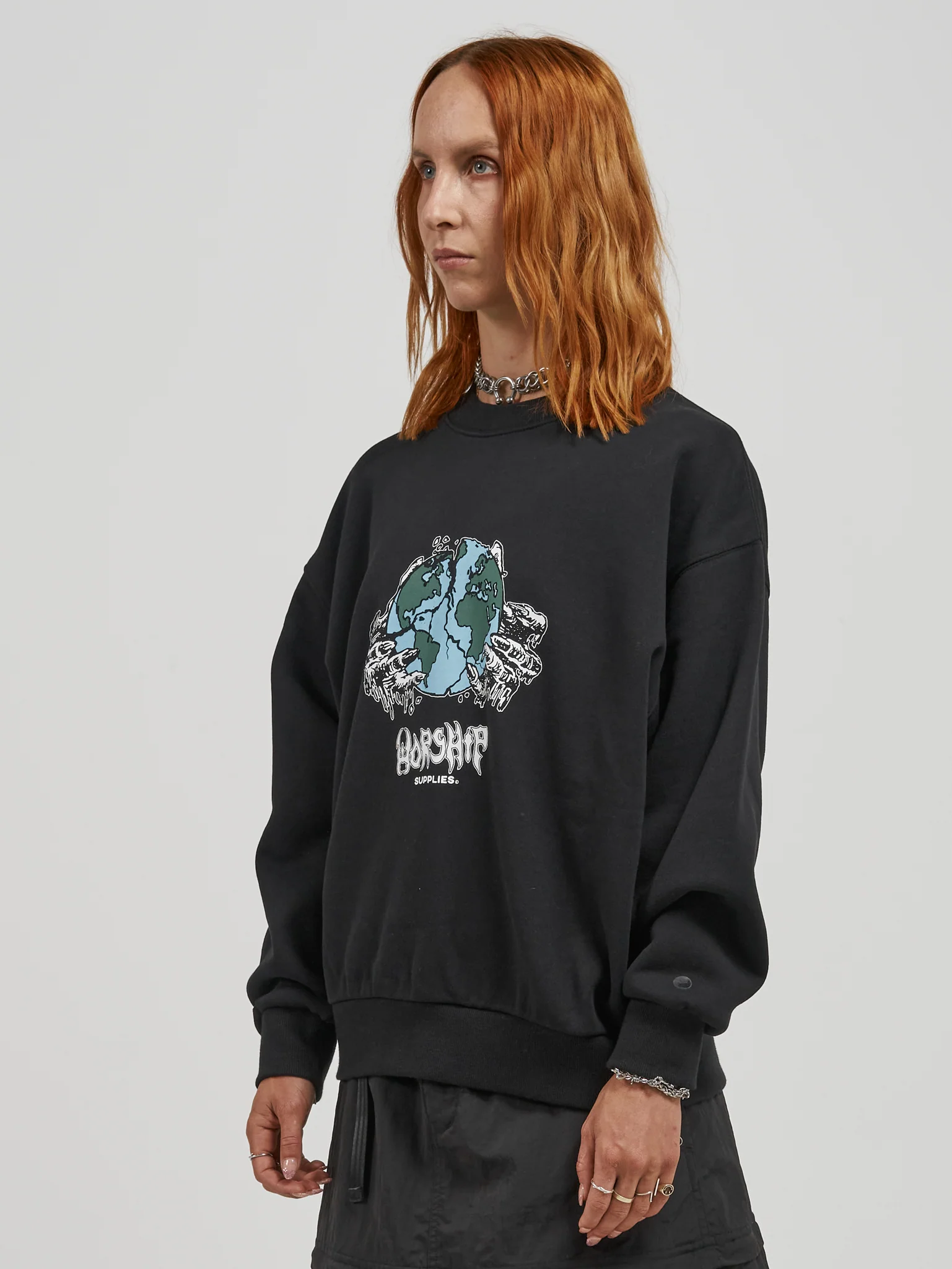 Split Decision Box Fit Crew - Black - Image 2