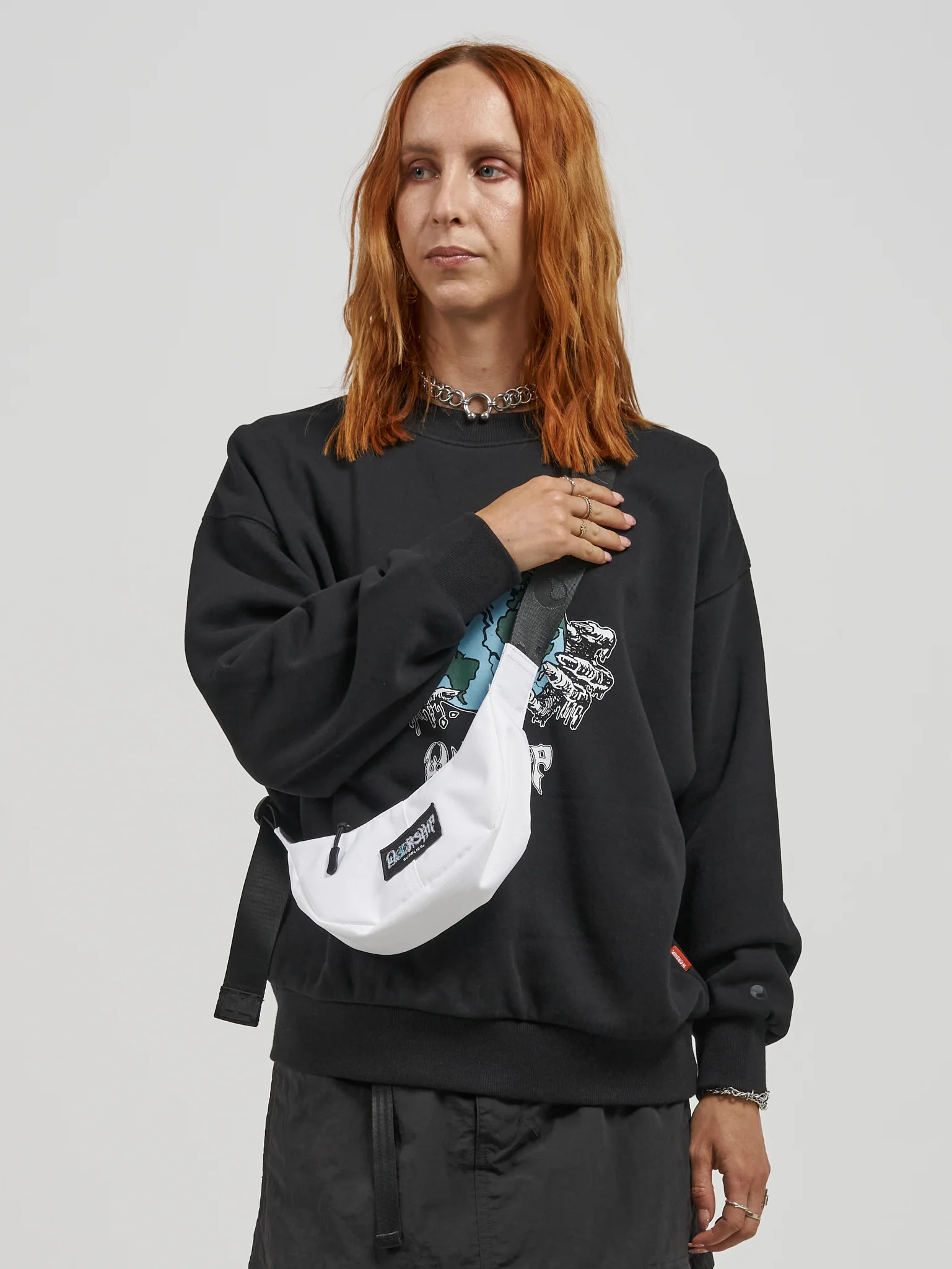 Split Decision Crescent Bag - White - Image 3