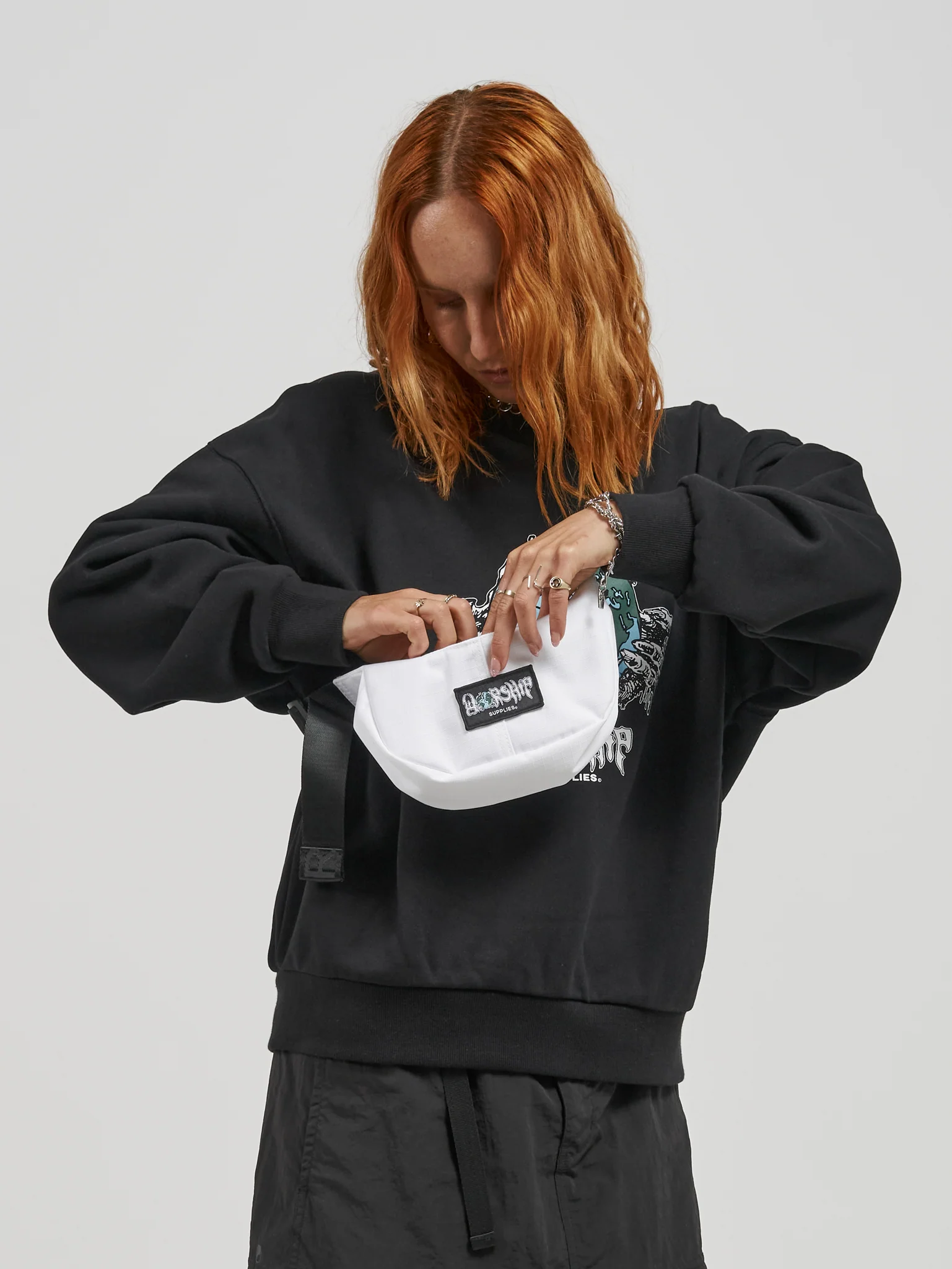 Split Decision Crescent Bag - White - Image 4
