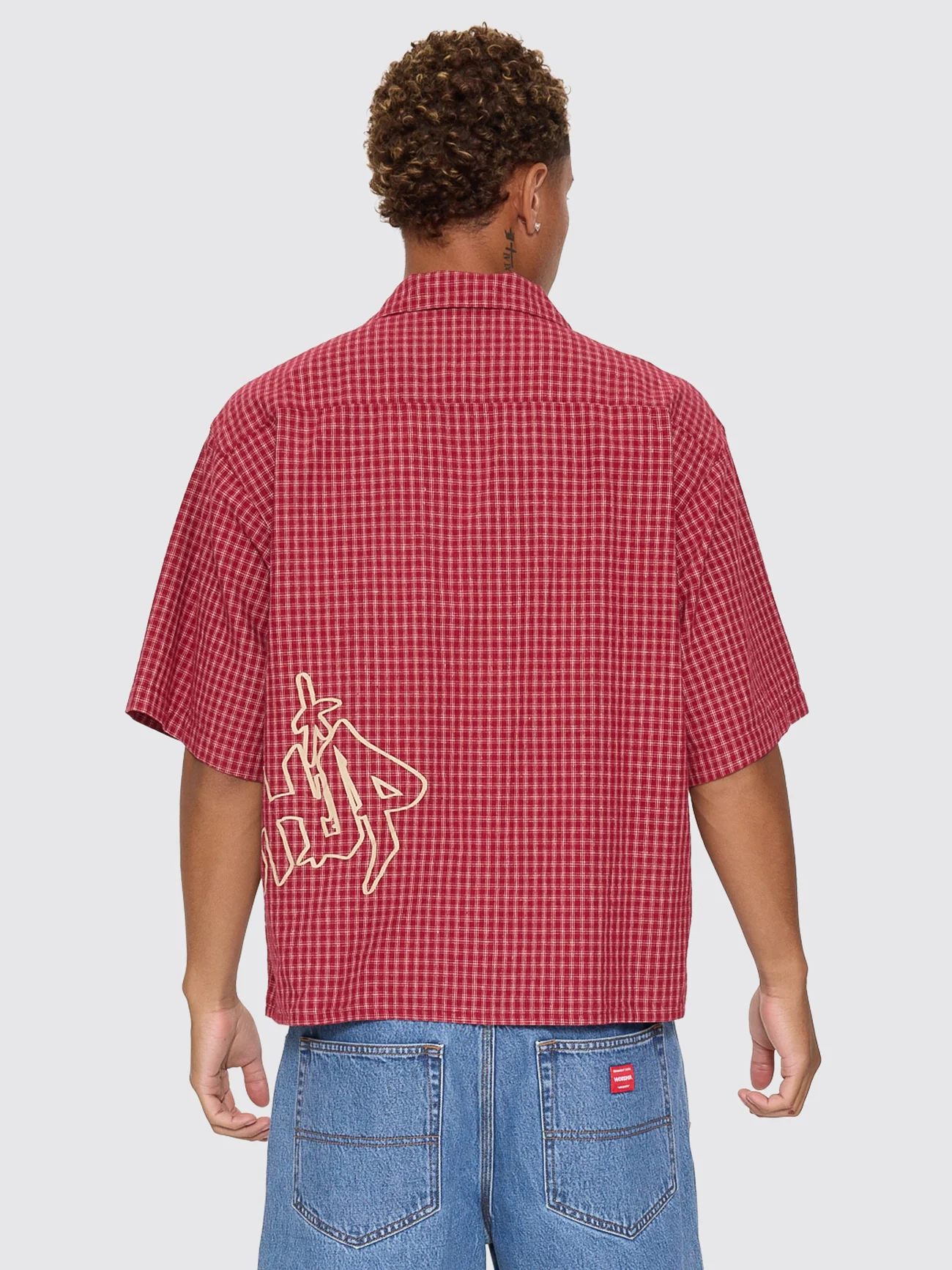 Spray Box Crop Short Sleeve Shirt - Burgundy - Image 4