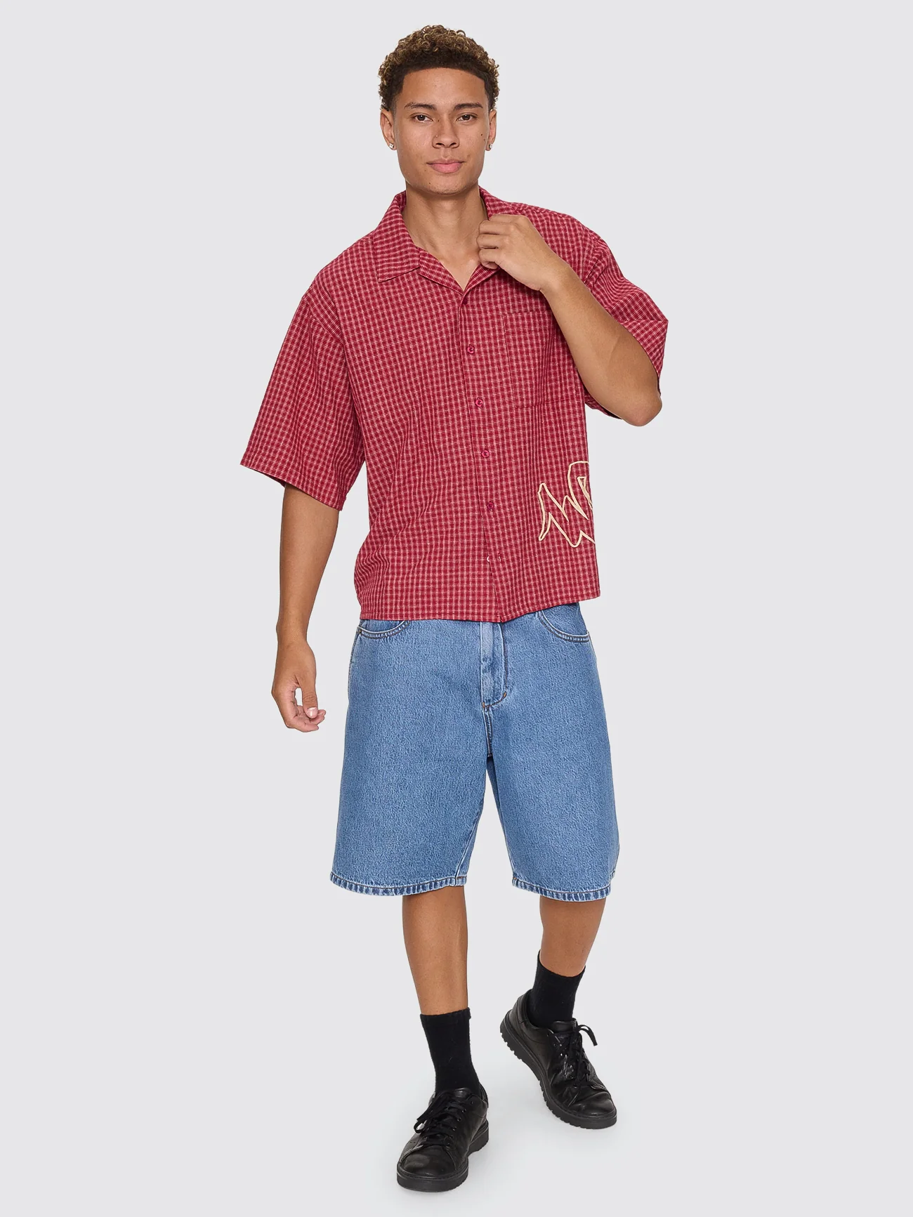 Spray Box Crop Short Sleeve Shirt - Burgundy - Image 6