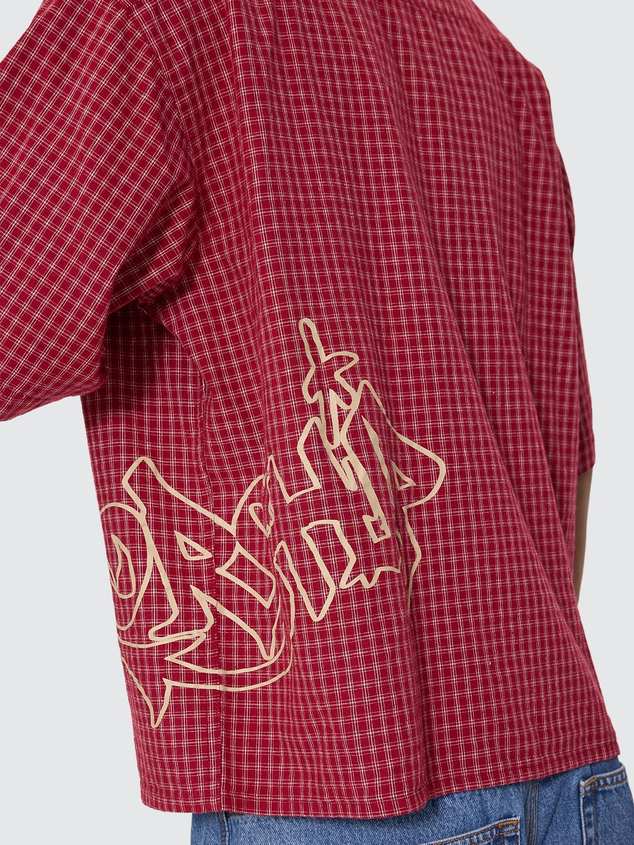 Spray Box Crop Short Sleeve Shirt - Burgundy - Image 8