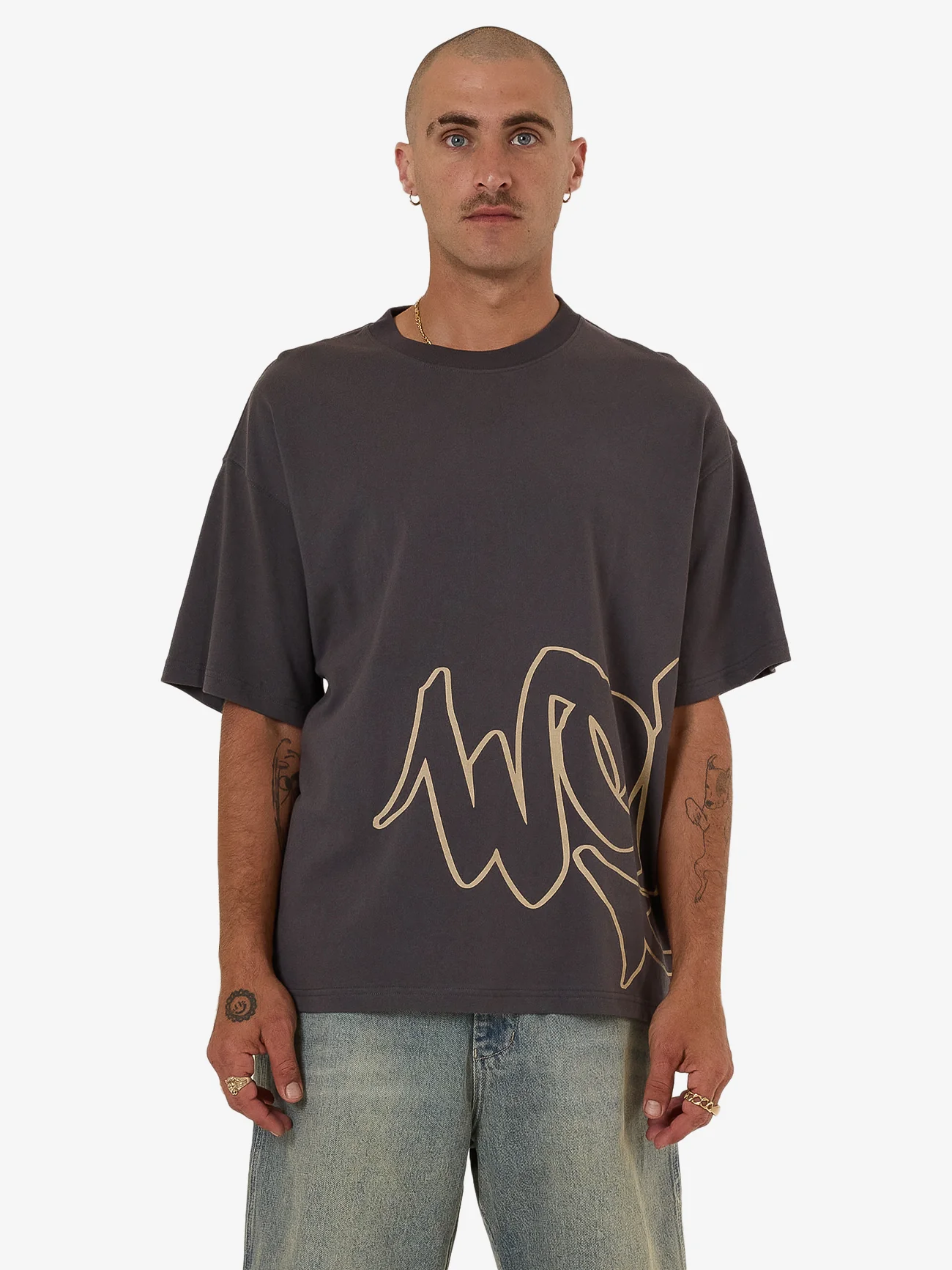 Sprays Oversized Tee - Worn Black - Image 6