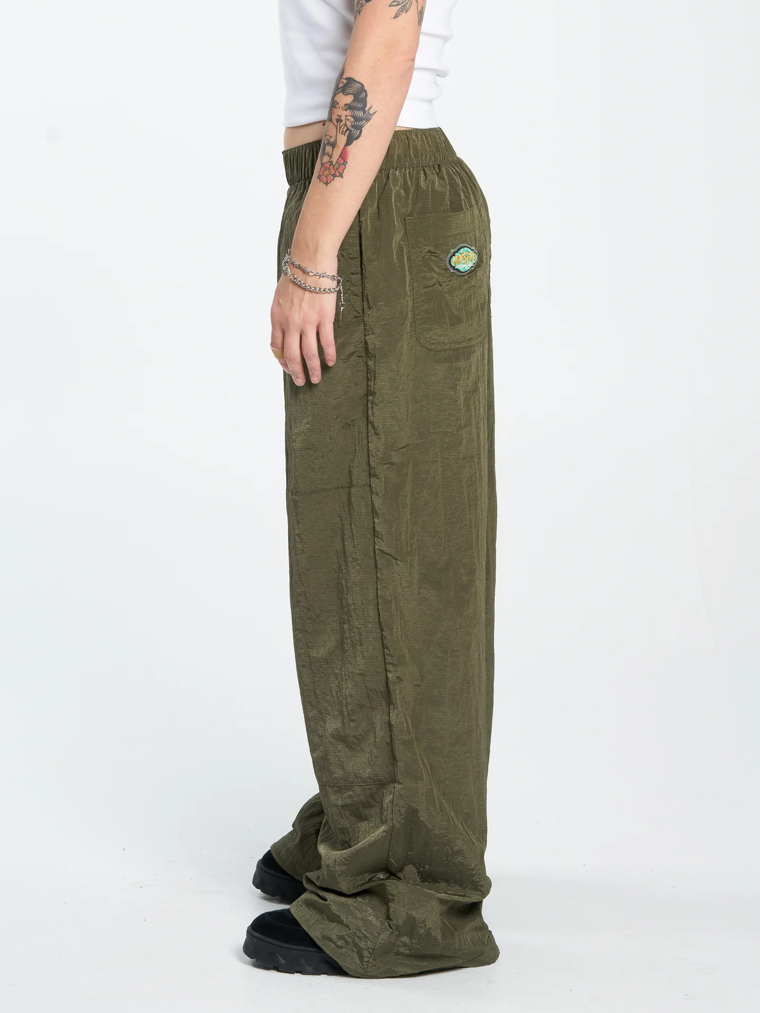 Stained Crushed Double Knee Pant - Stone Grey - Image 3