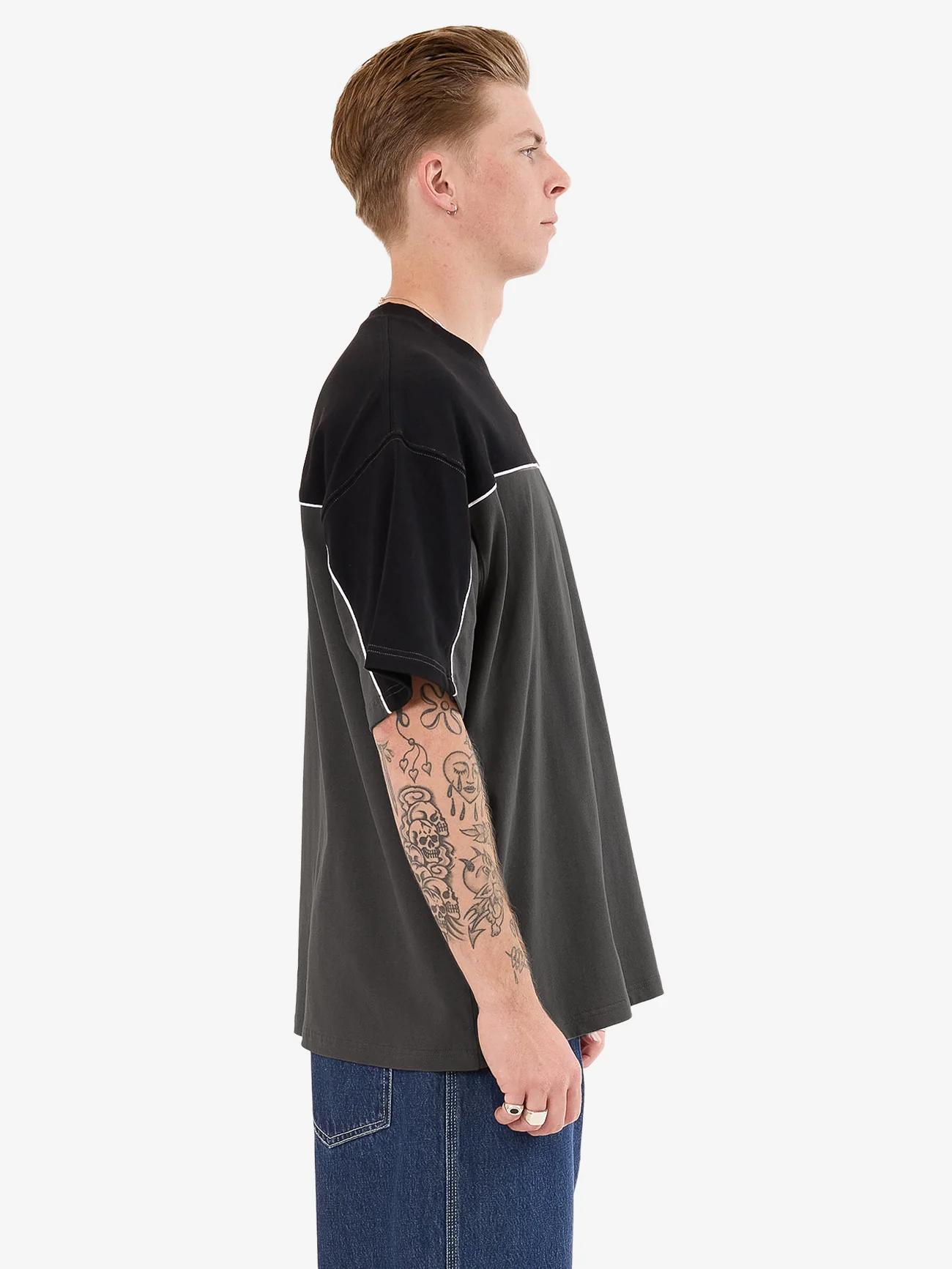 Striker Paneled Oversize Tee - Black - Image 5