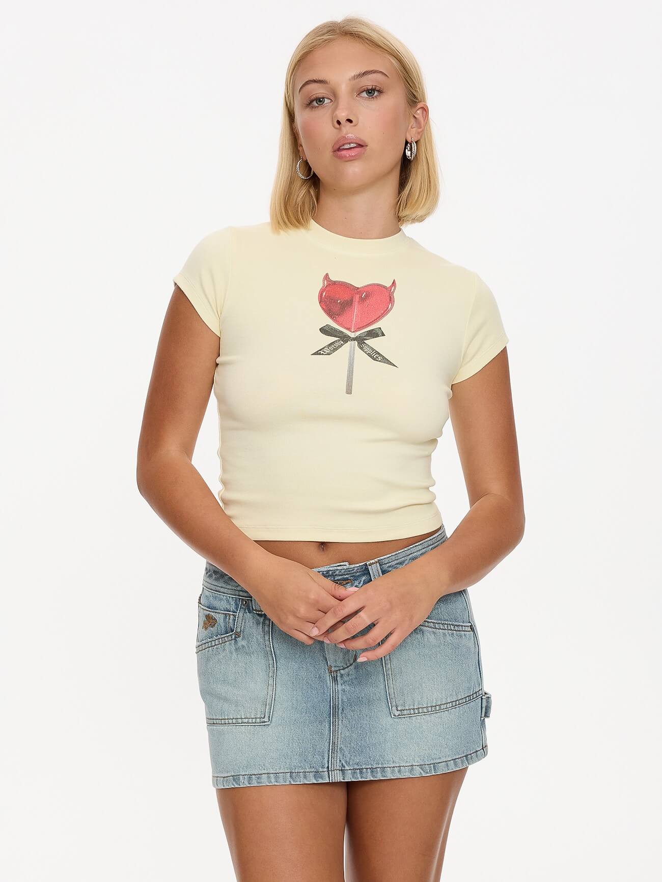 Sucks To Be You Cap Sleeve Tee - Lemon Icing - Image 3
