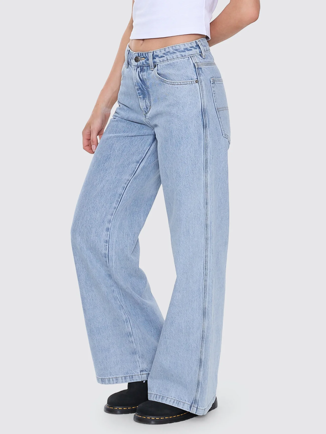 Sweeper Wide Leg Jean - Worship Worn Blue - Image 3