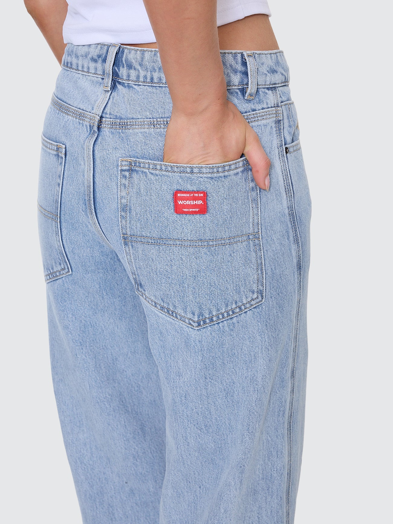 Sweeper Wide Leg Jean - Worship Worn Blue - Image 5