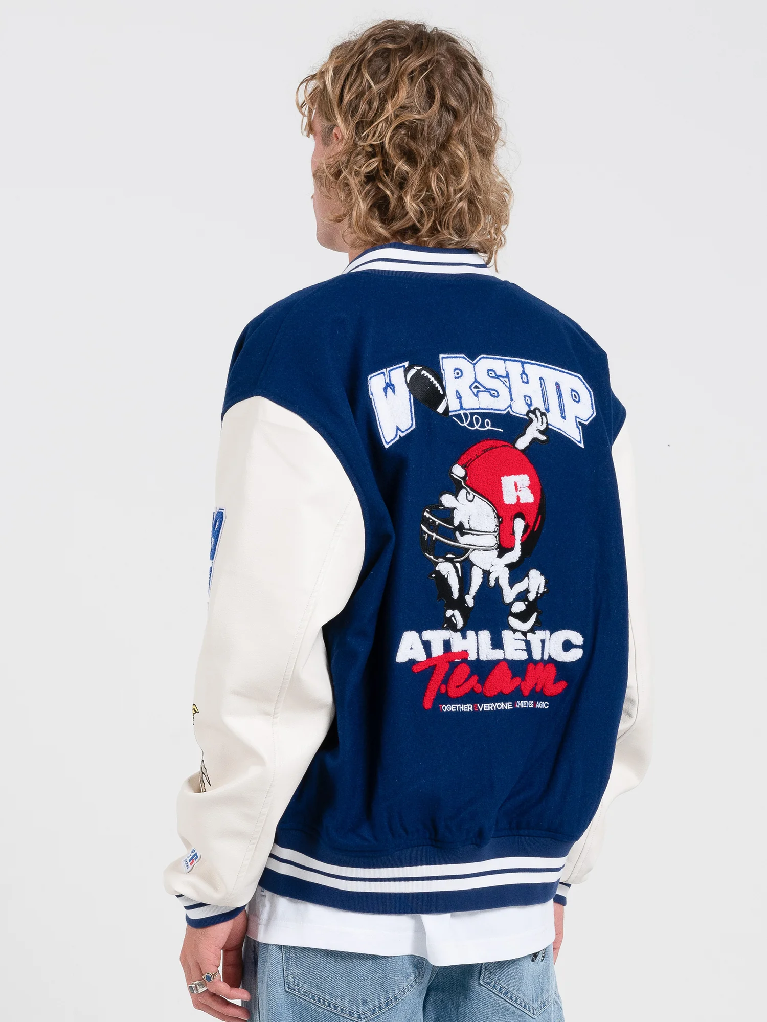 Team Spirit Letterman Jacket - Levitation Blue - Image 5