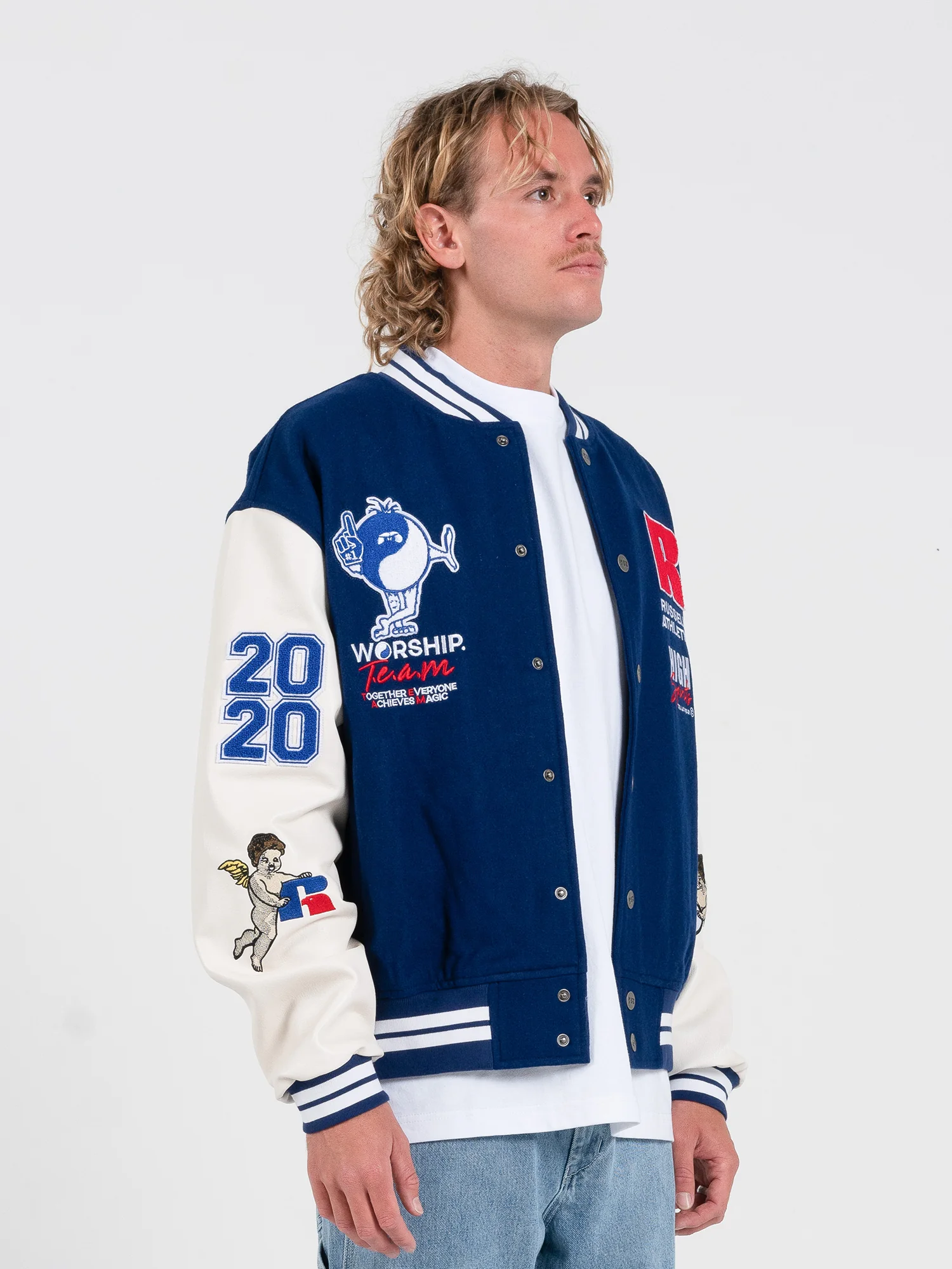 Team Spirit Letterman Jacket - Levitation Blue - Image 8