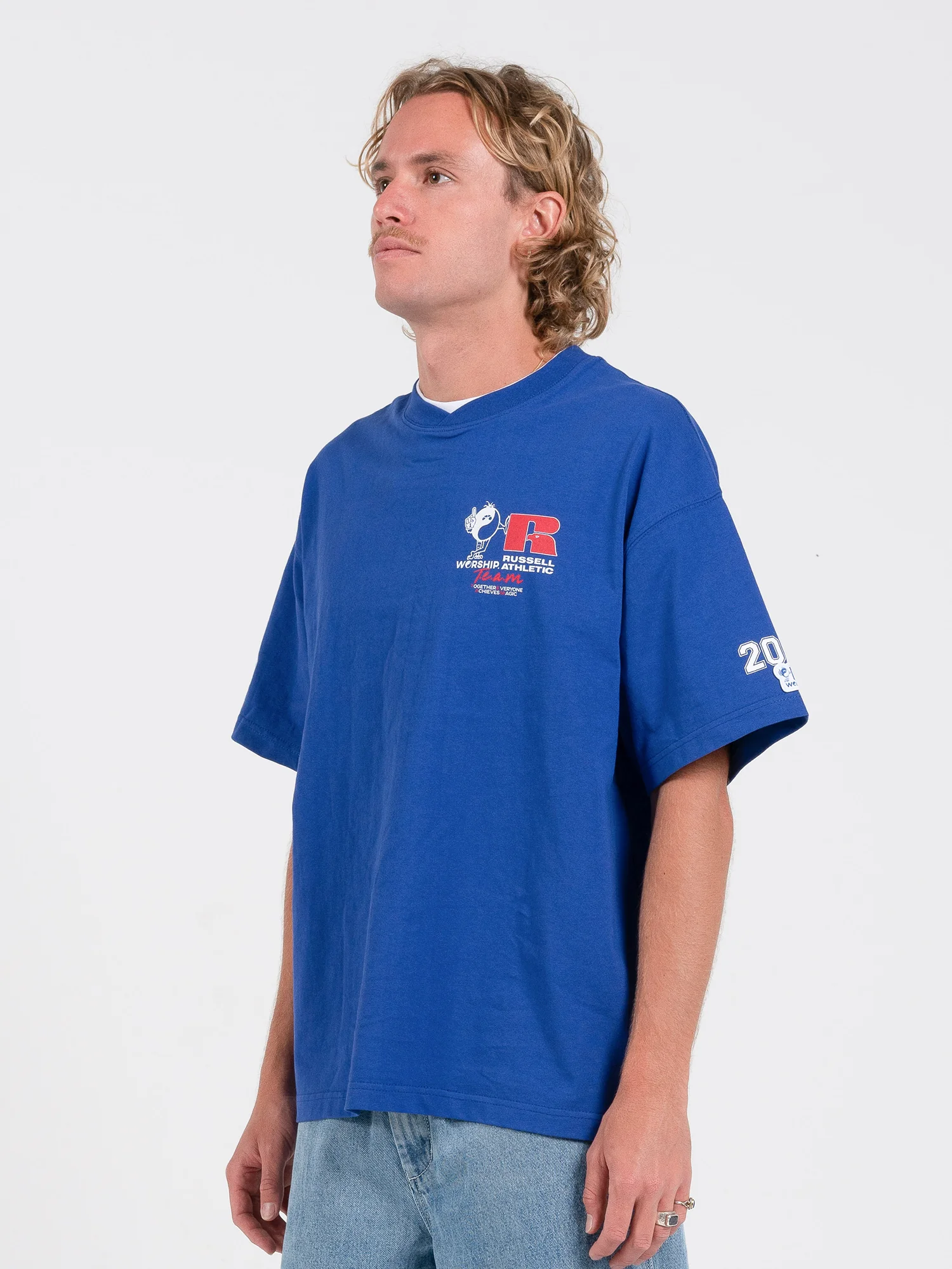Team Spirit Os Tee - Levitation Blue Vintage Washed - Image 3