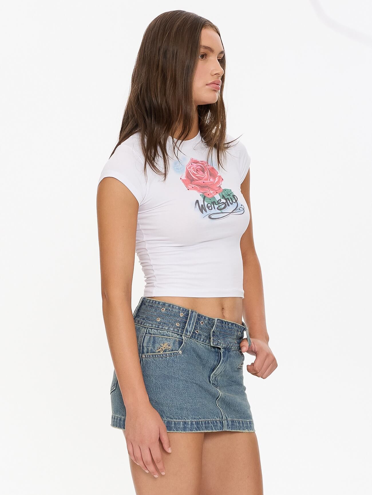 Thorny Cap Sleeve Tee - White - Image 7