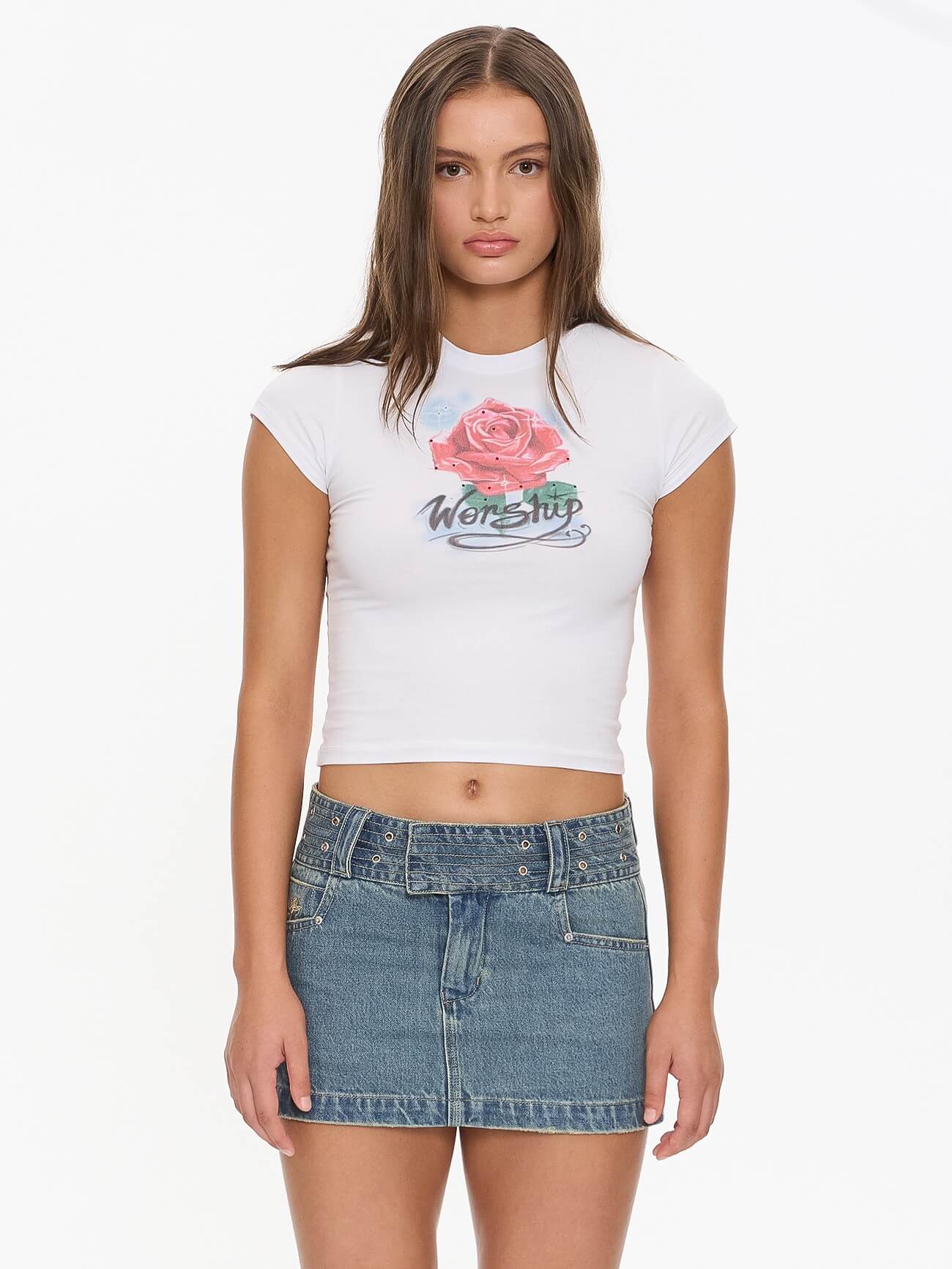 Thorny Cap Sleeve Tee - White - Image 8