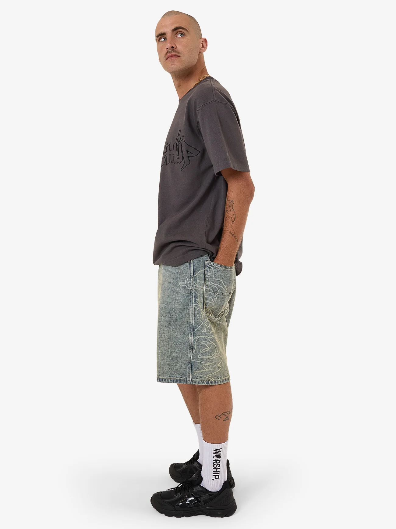 Throws Big Dawg Jean Short - Garage Grime Blue - Image 4