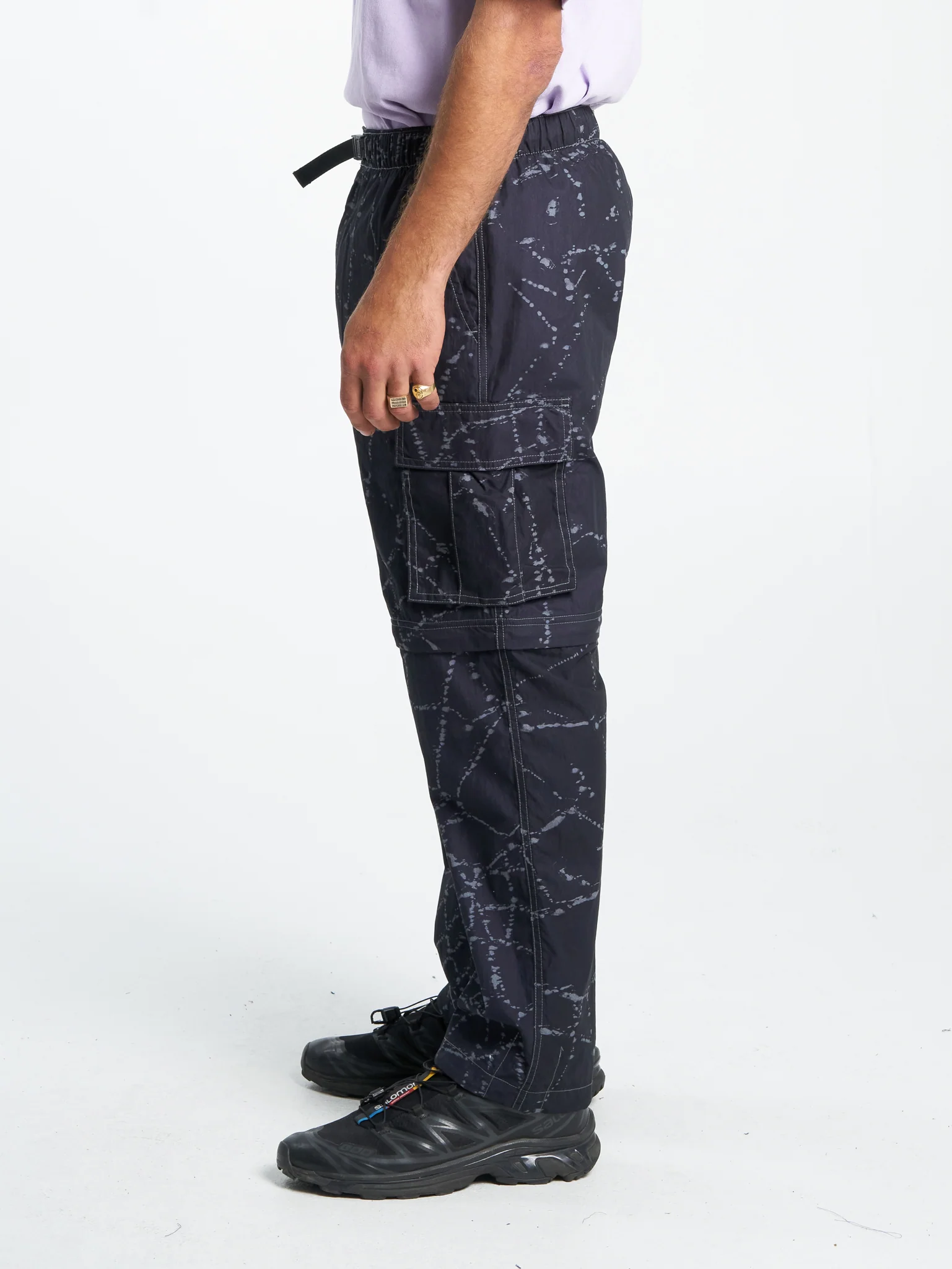 Time Flys  Zip Off Nylon Cargo Pant - Washed Black - Image 3