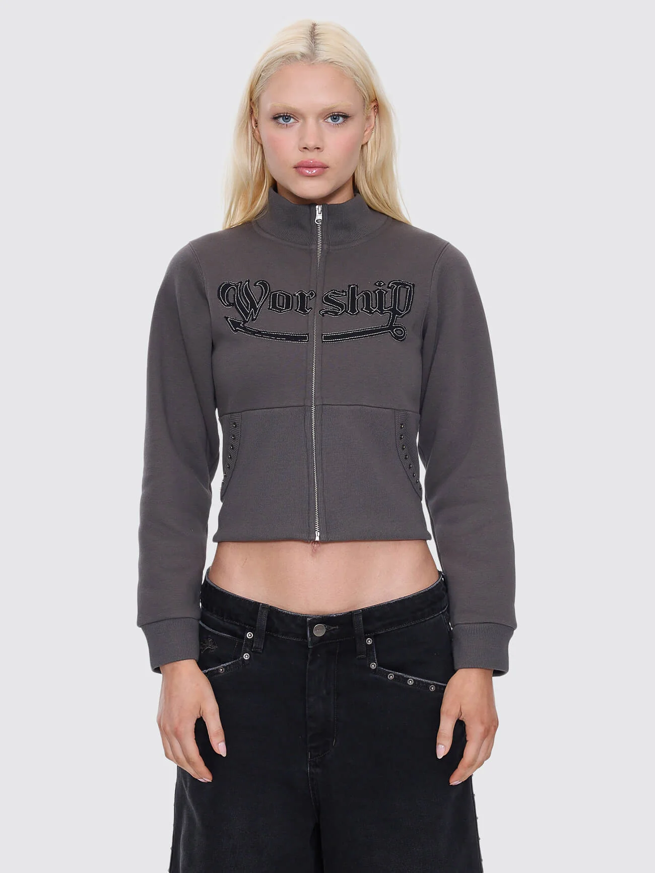 Treasured Y2K Zip Fleece Jacket - Worn Black - Image 9